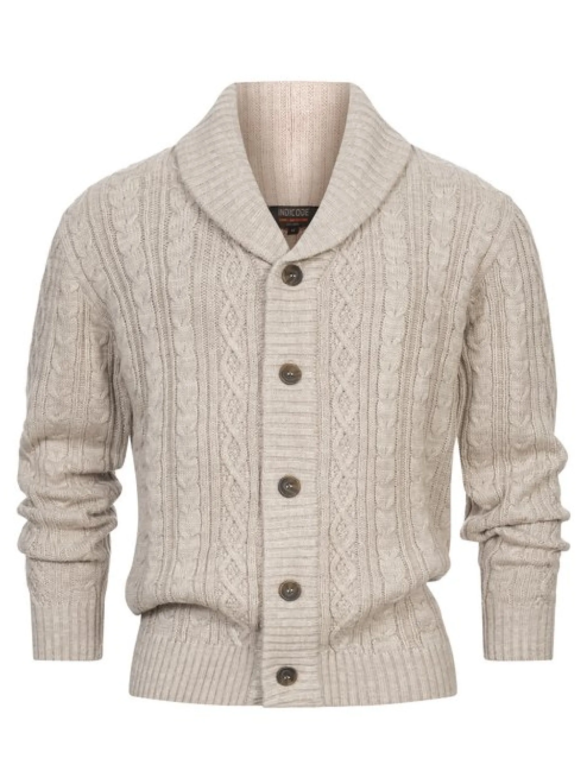 Indicode Herren Strickjacke - INIlterly in beige taupe