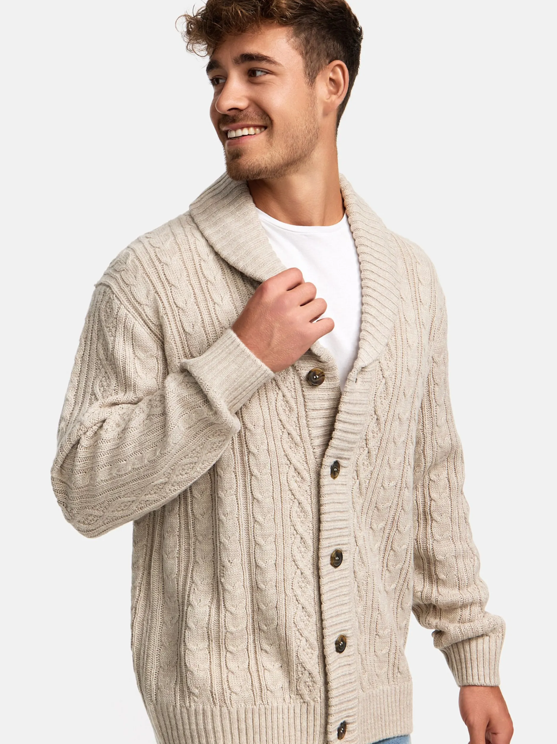 Indicode Herren Strickjacke - INIlterly in beige taupe