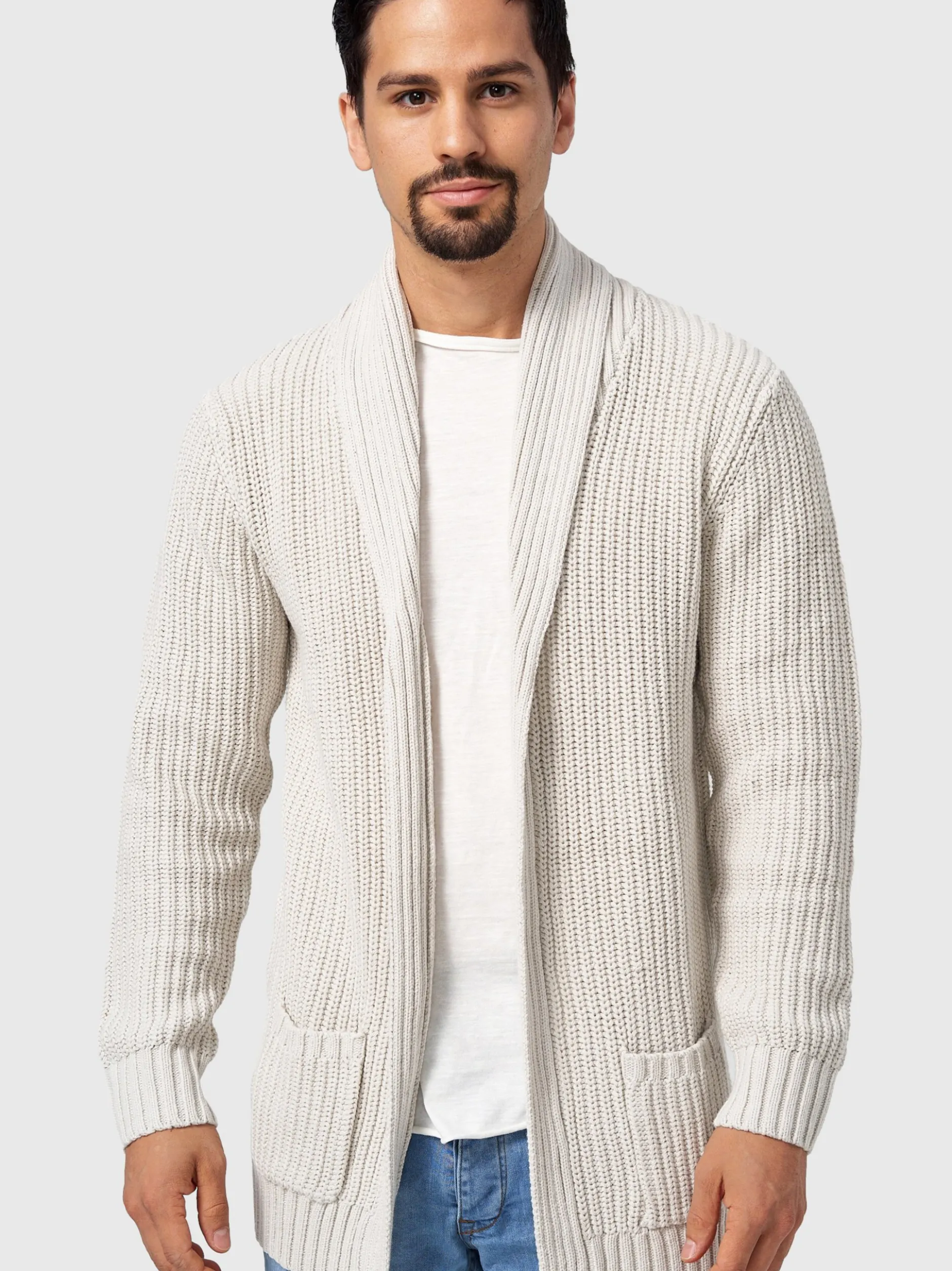 Indicode Herren Strickjacke - Anaheim in beige sand