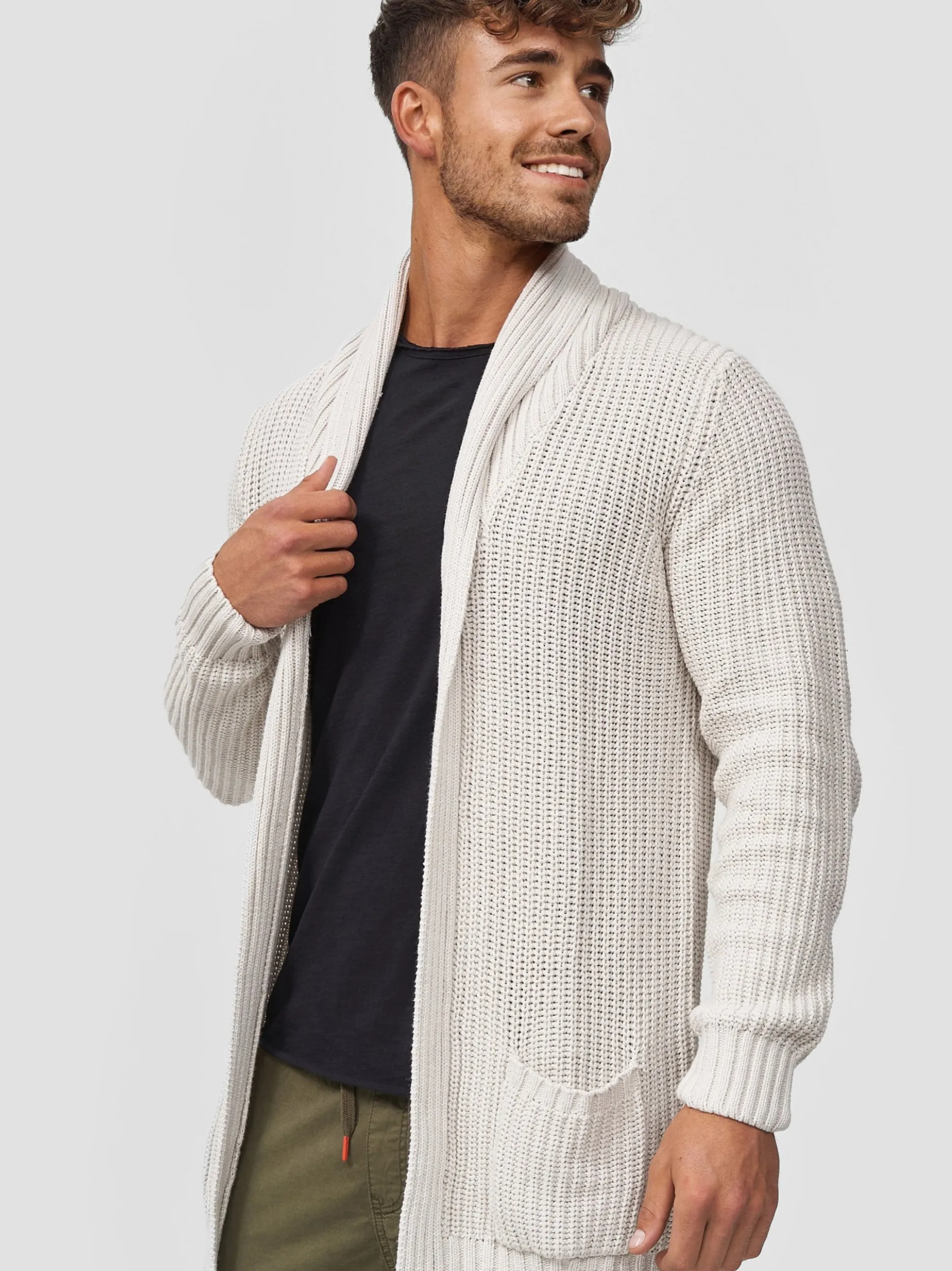 Indicode Herren Strickjacke - Anaheim in beige sand