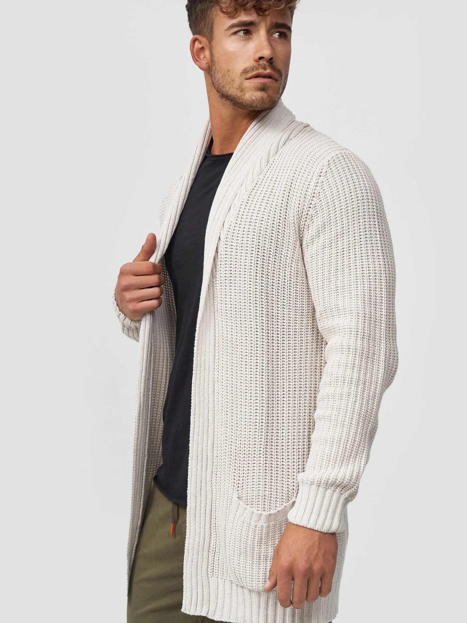Indicode Herren Strickjacke - Anaheim in beige sand