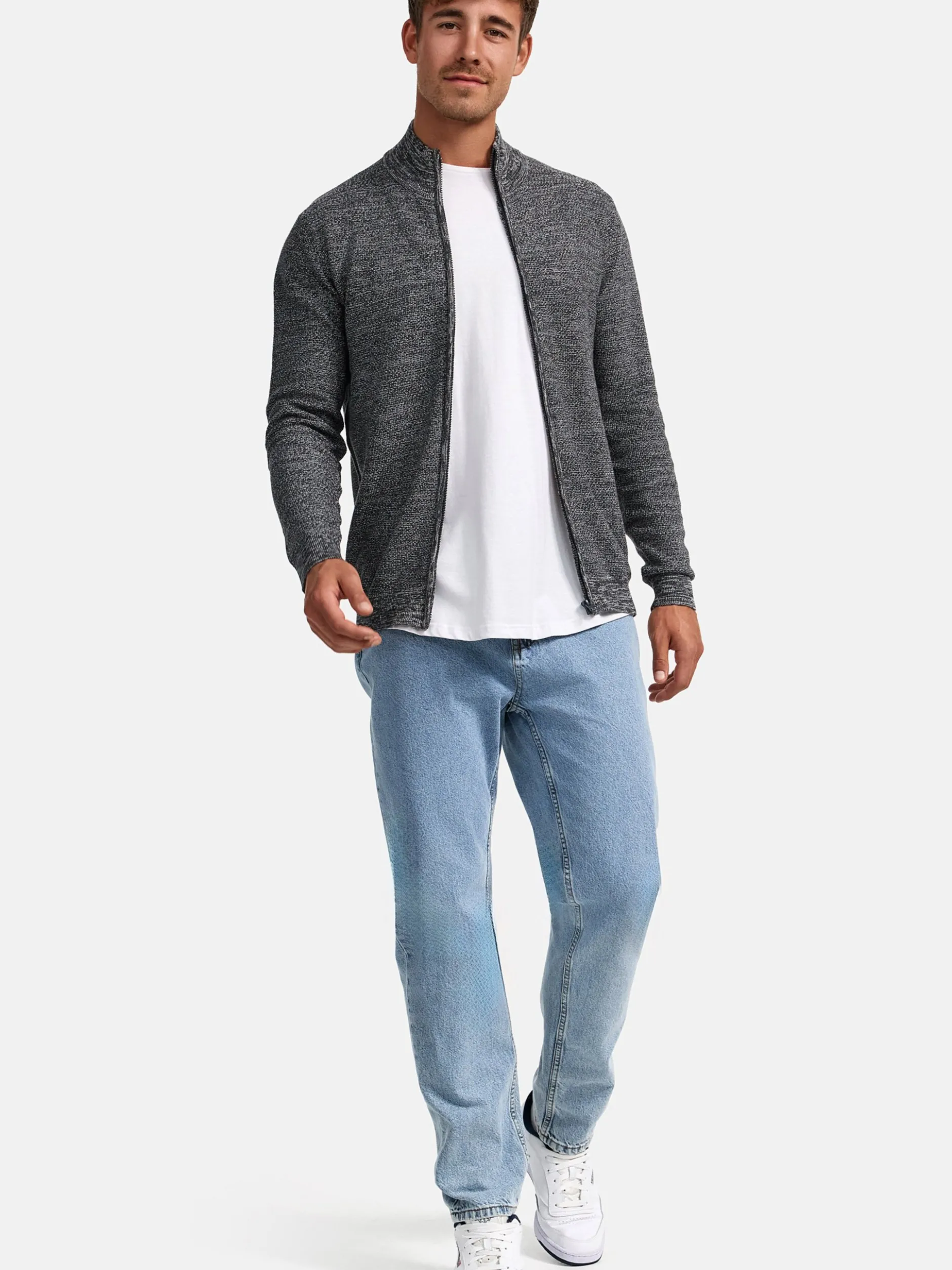 Indicode Herren Strickjacke - INWestmoon in anthrazit