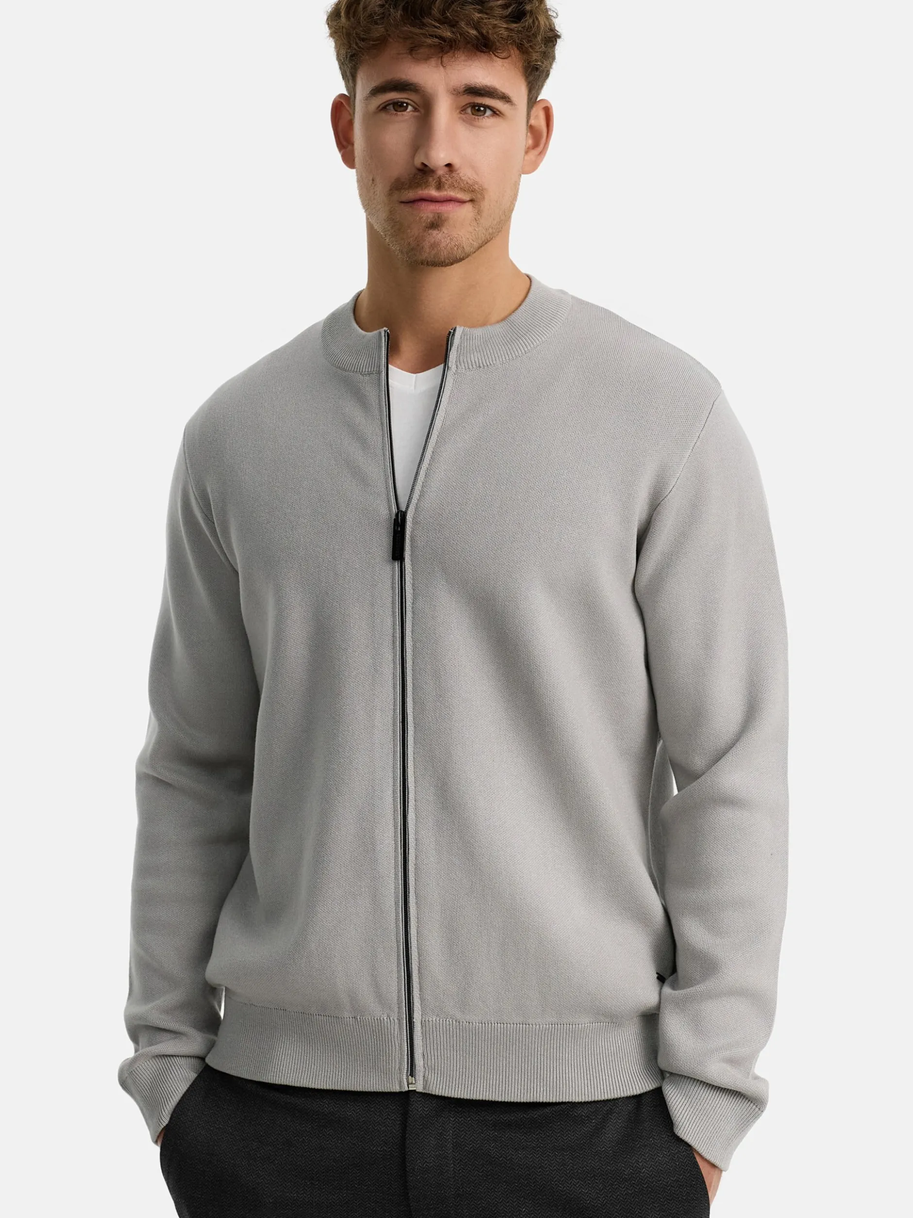 Indicode Herren Strickjacke - INLaos in hellgrau