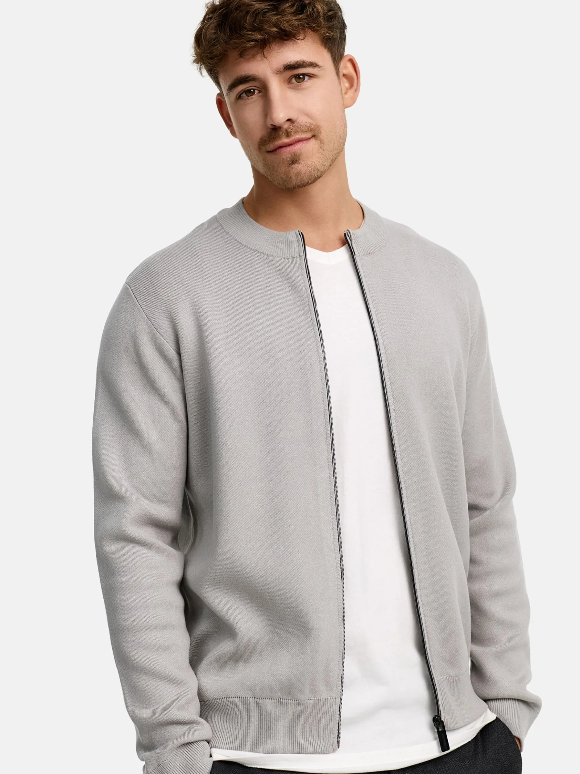 Indicode Herren Strickjacke - INLaos in hellgrau