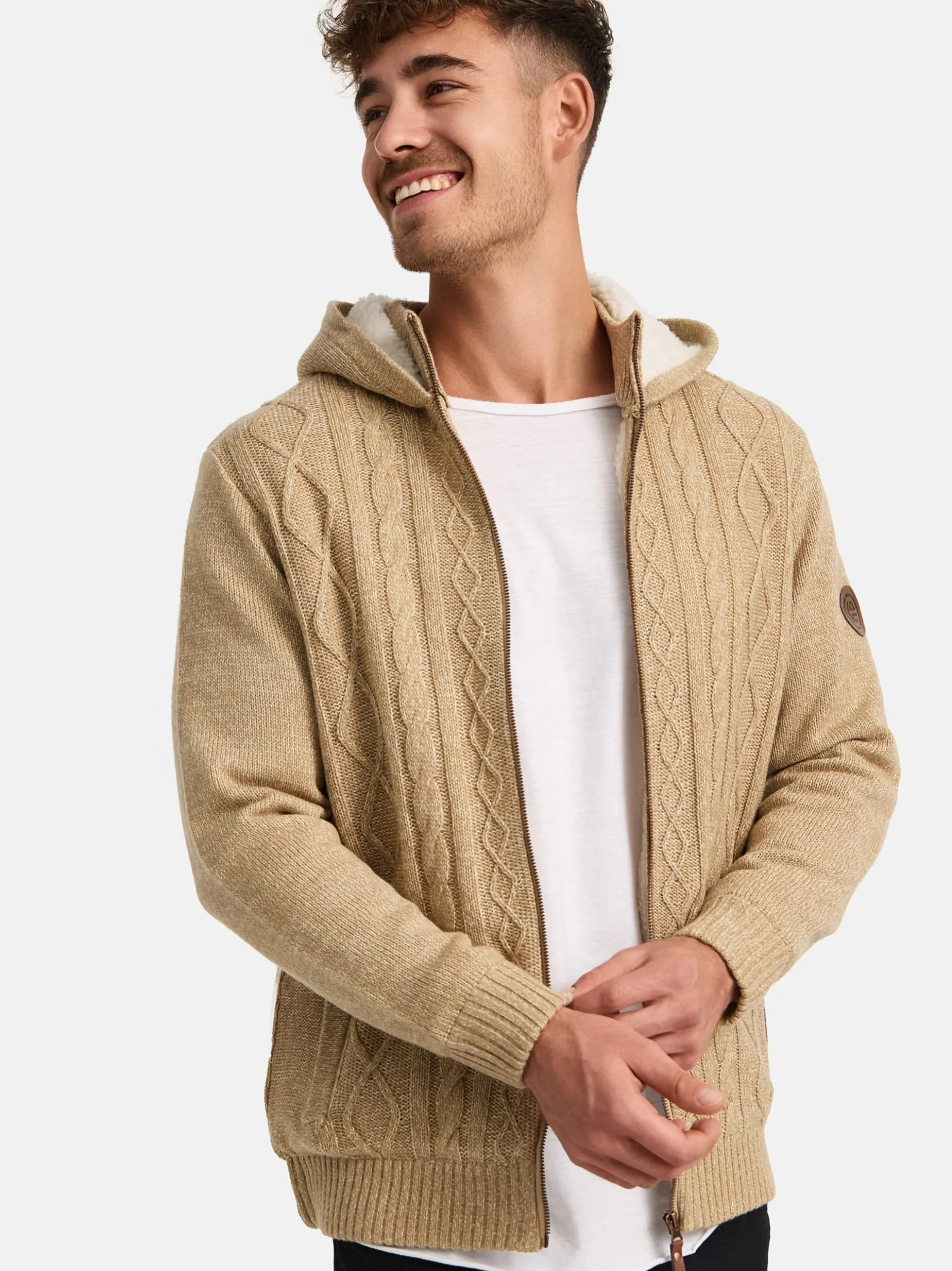 Indicode Herren Strickjacke - INRandolph in beige sand
