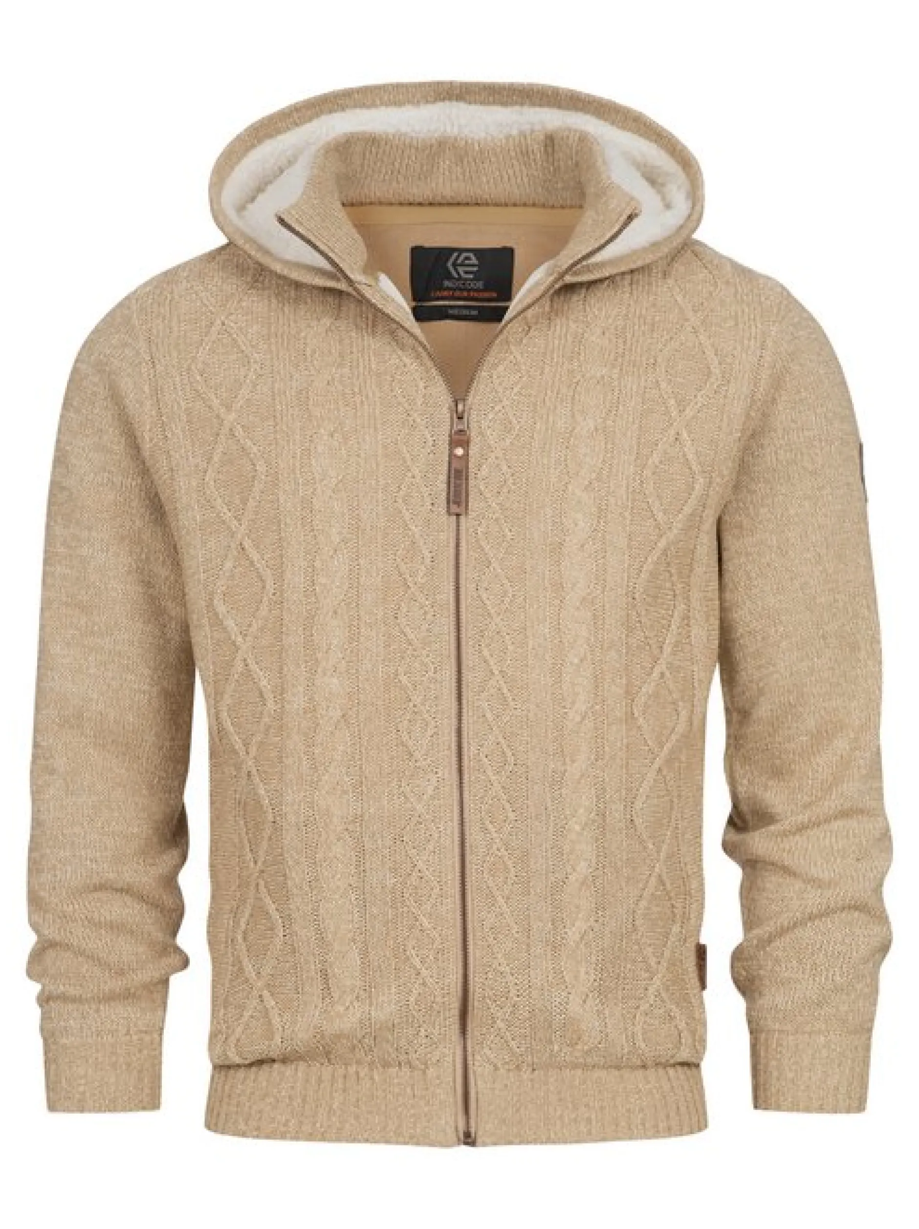 Indicode Herren Strickjacke - INRandolph in beige sand