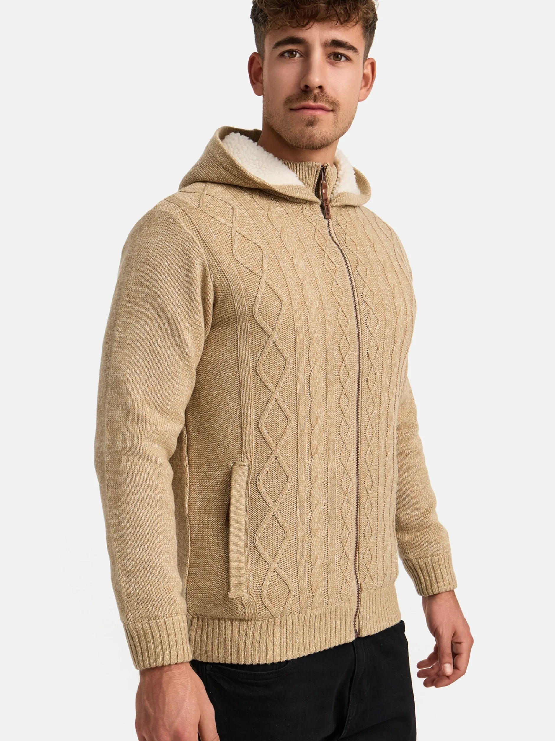 Indicode Herren Strickjacke - INRandolph in beige sand