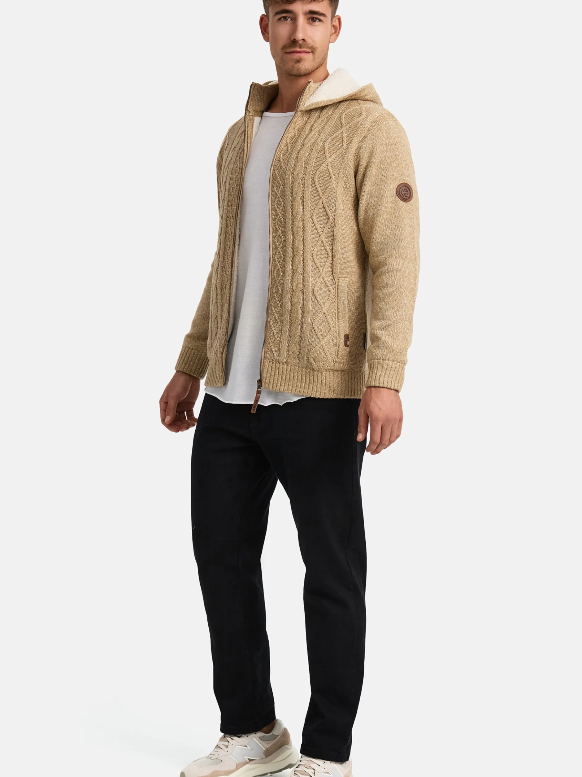 Indicode Herren Strickjacke - INRandolph in beige sand