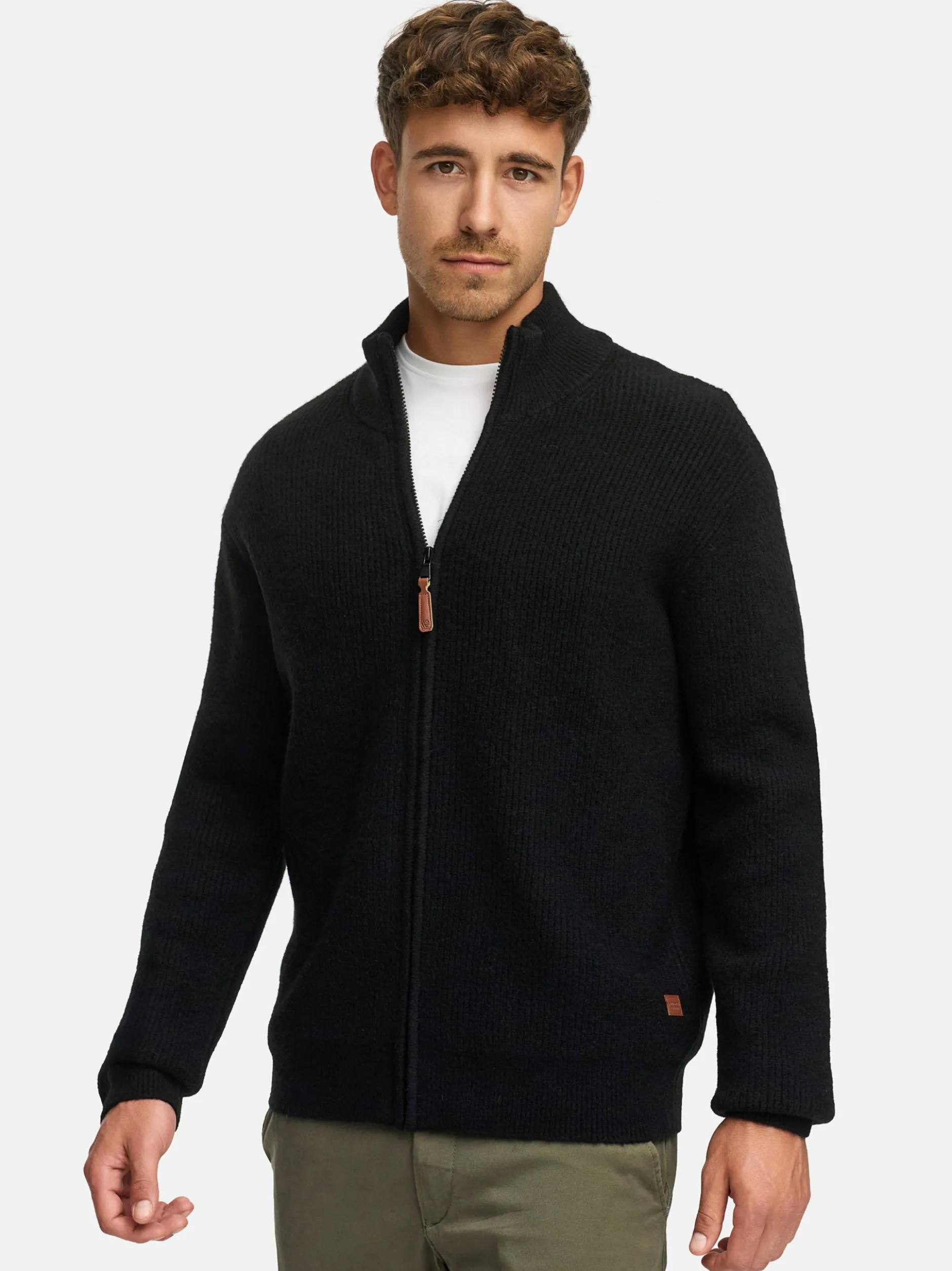 Indicode Herren Strickjacke - INPeace Cardigan in schwarz