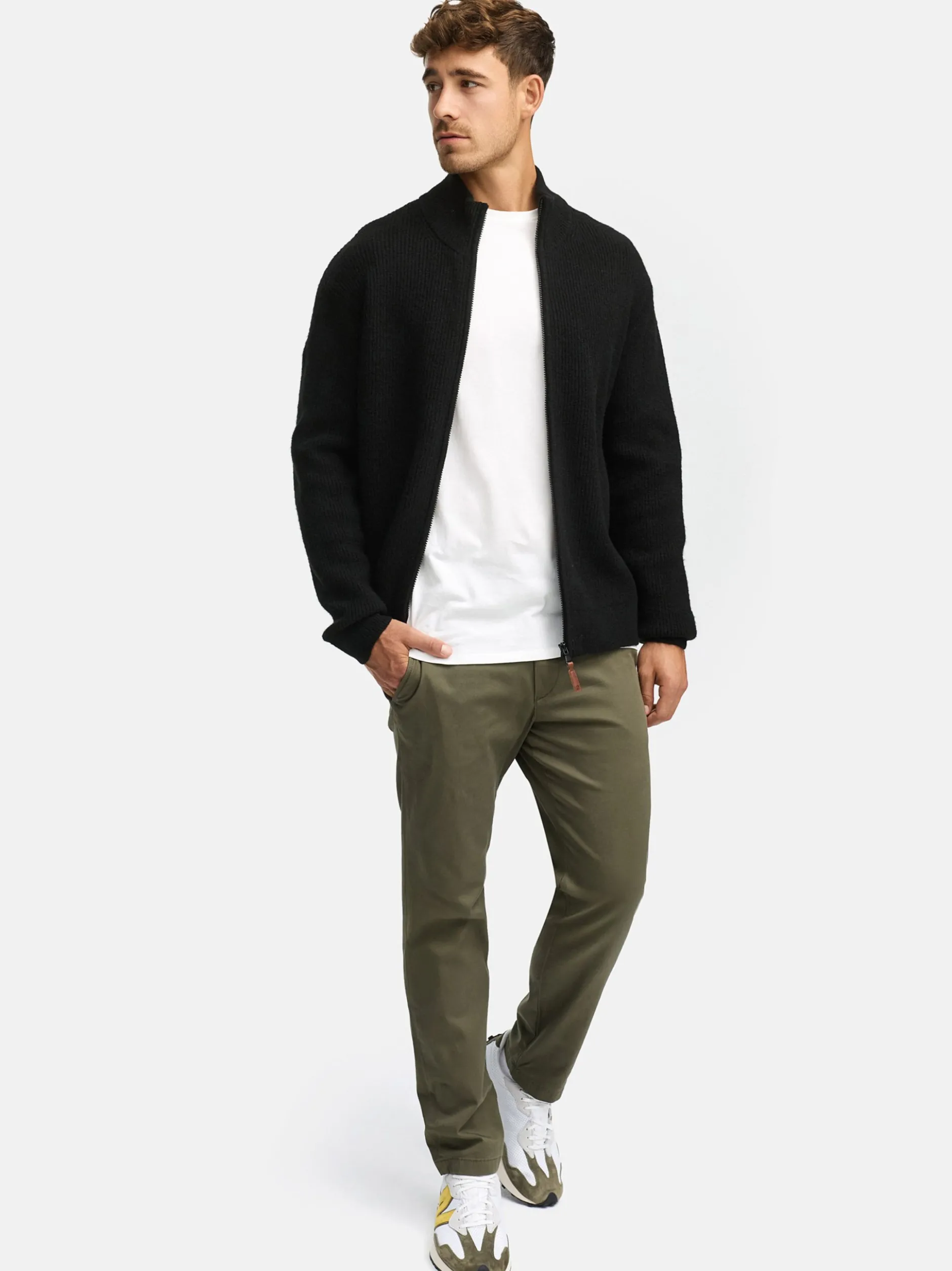Indicode Herren Strickjacke - INPeace Cardigan in schwarz