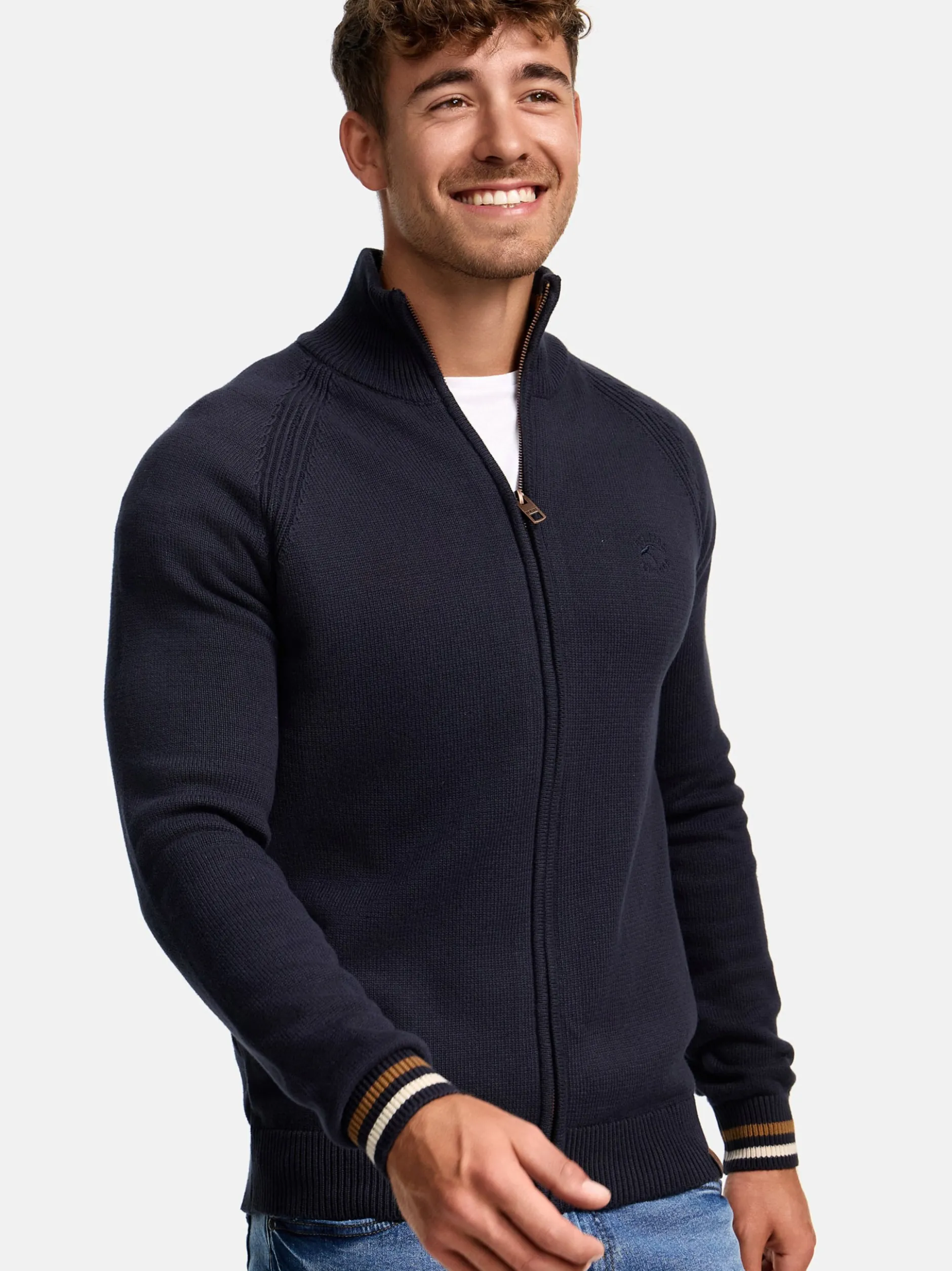 Indicode Herren Strickjacke - INArutemia in blau marine