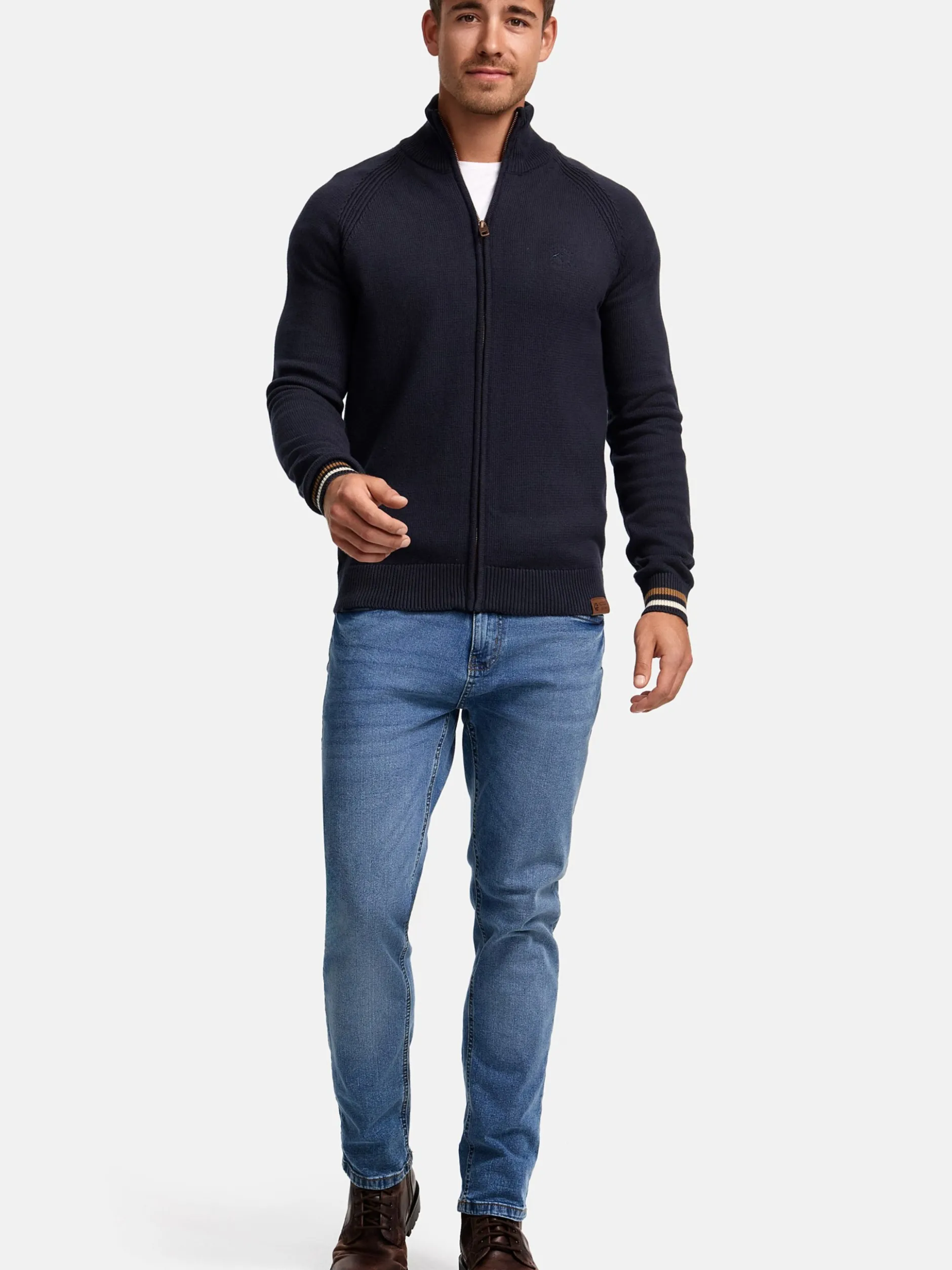 Indicode Herren Strickjacke - INArutemia in blau marine