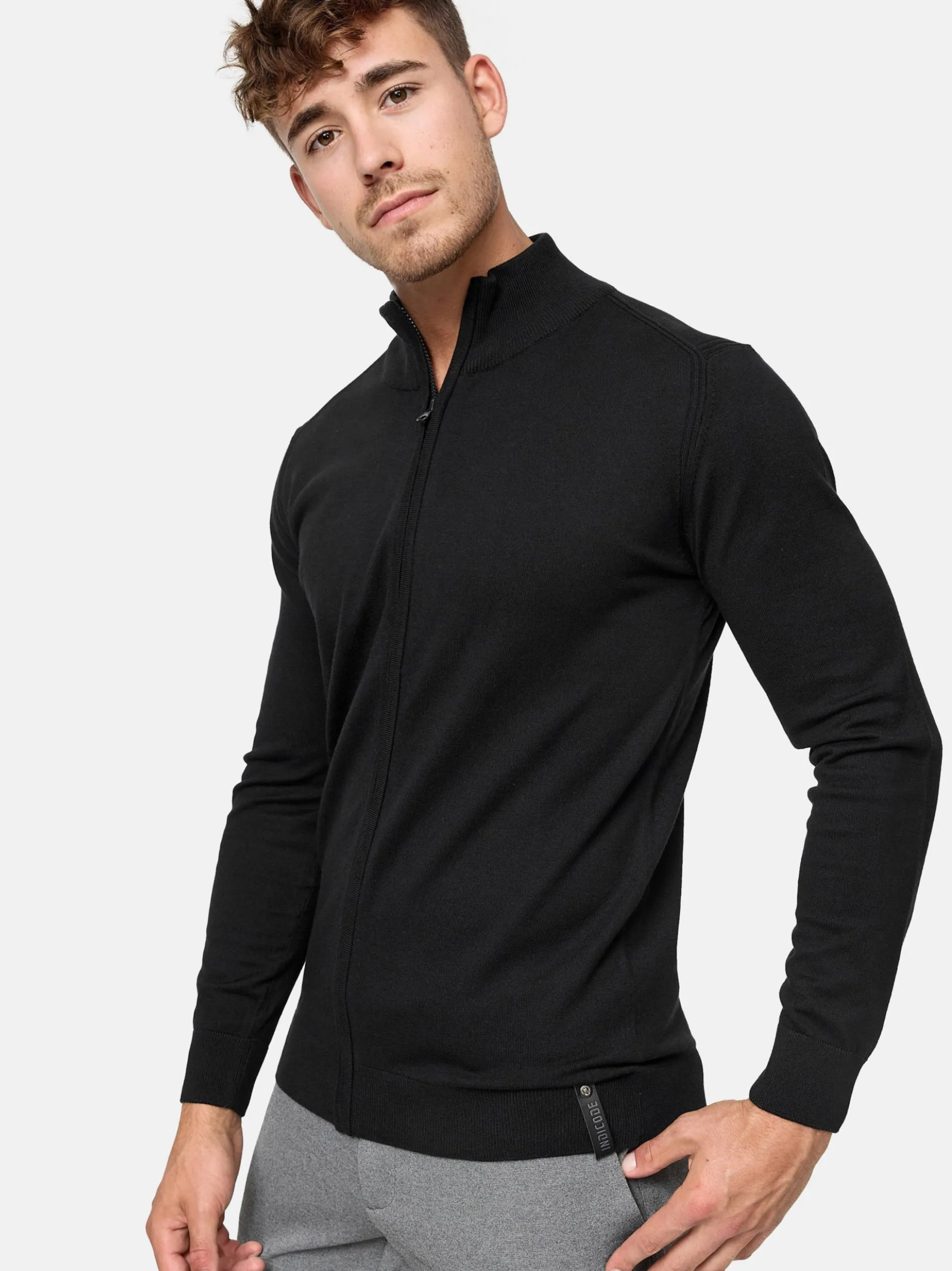 Indicode Herren Strickjacke - Lau in schwarz