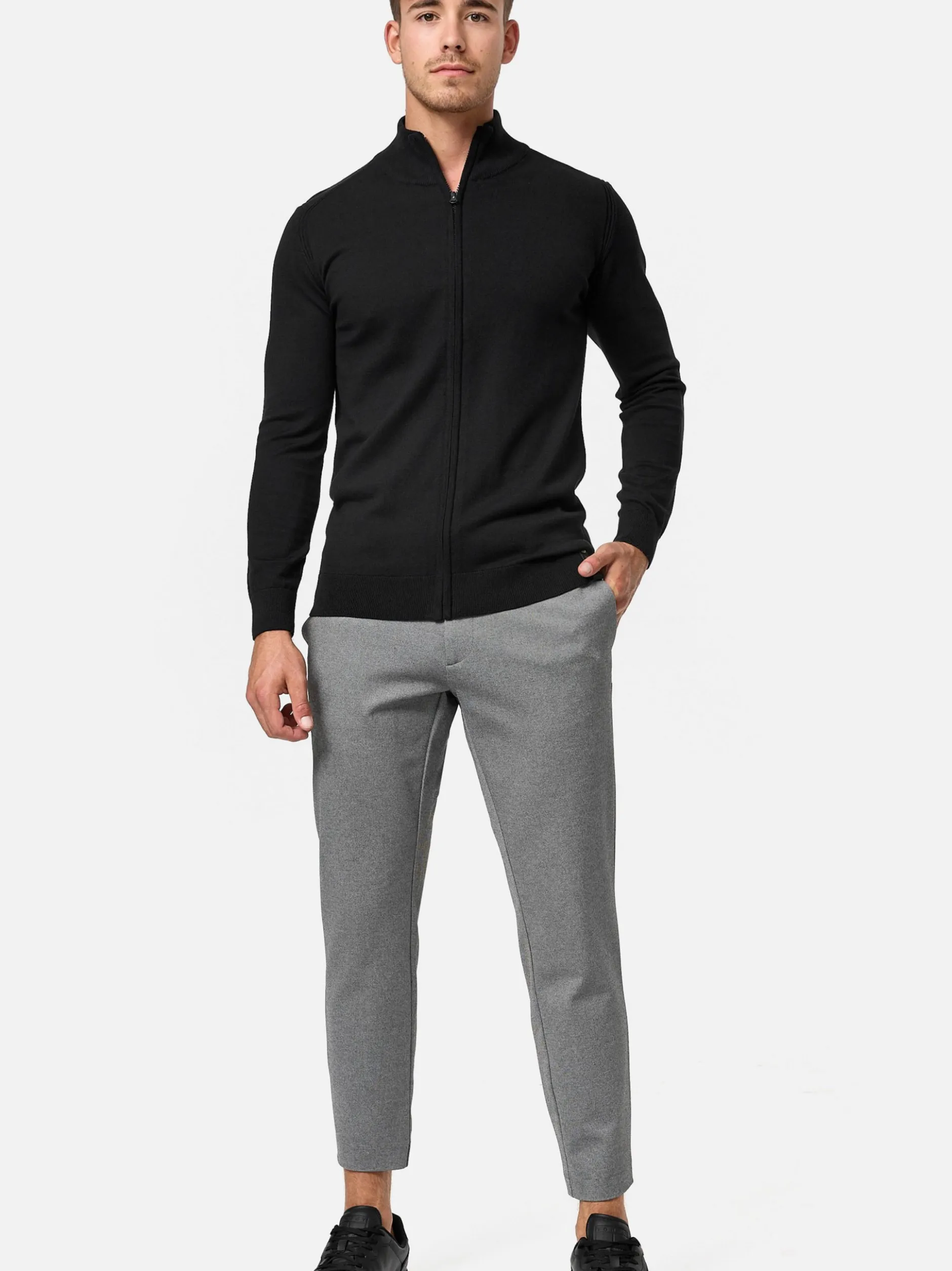 Indicode Herren Strickjacke - Lau in schwarz