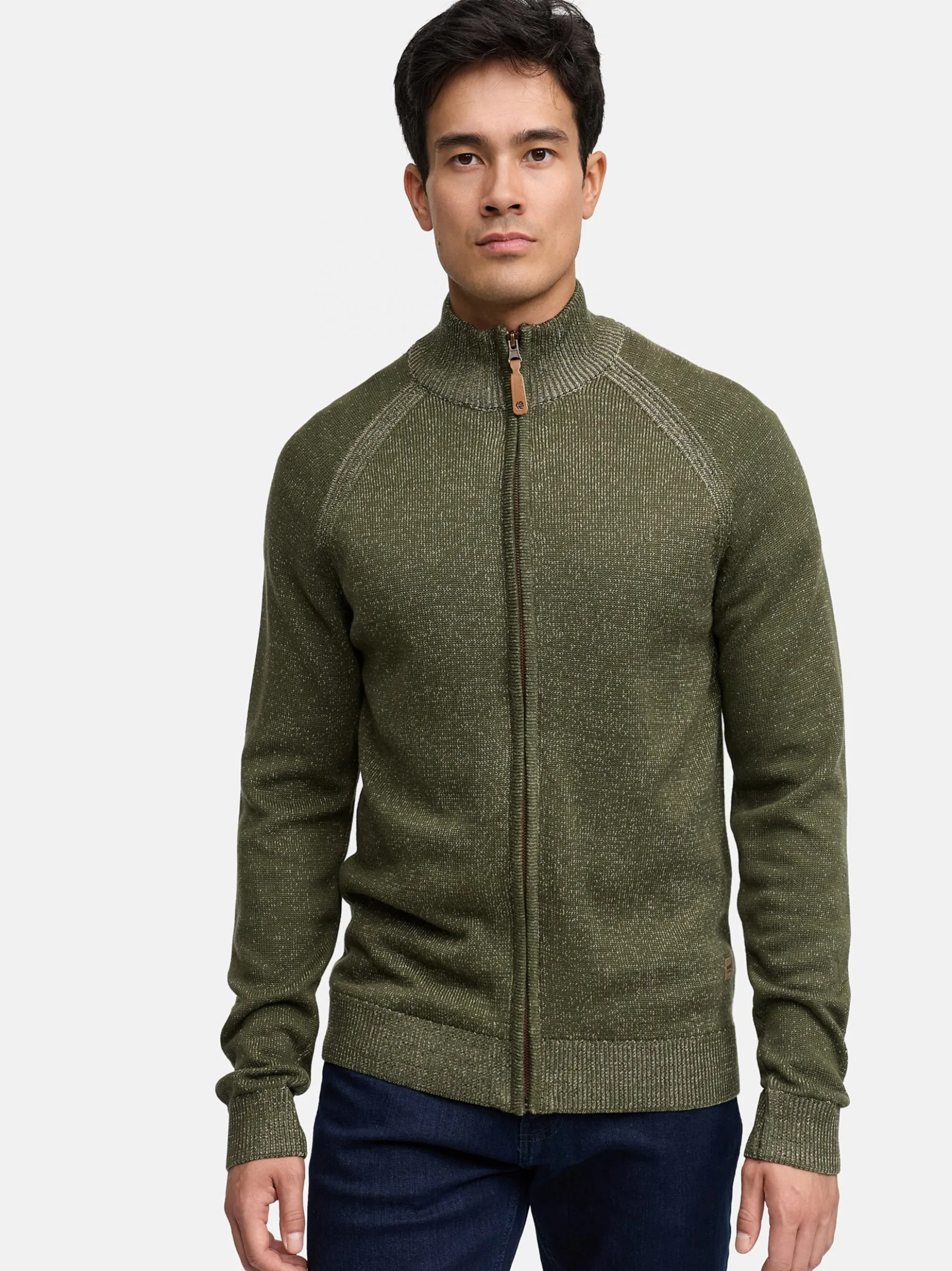 Indicode Herren Strickjacke - INMassum Cardigan in khaki