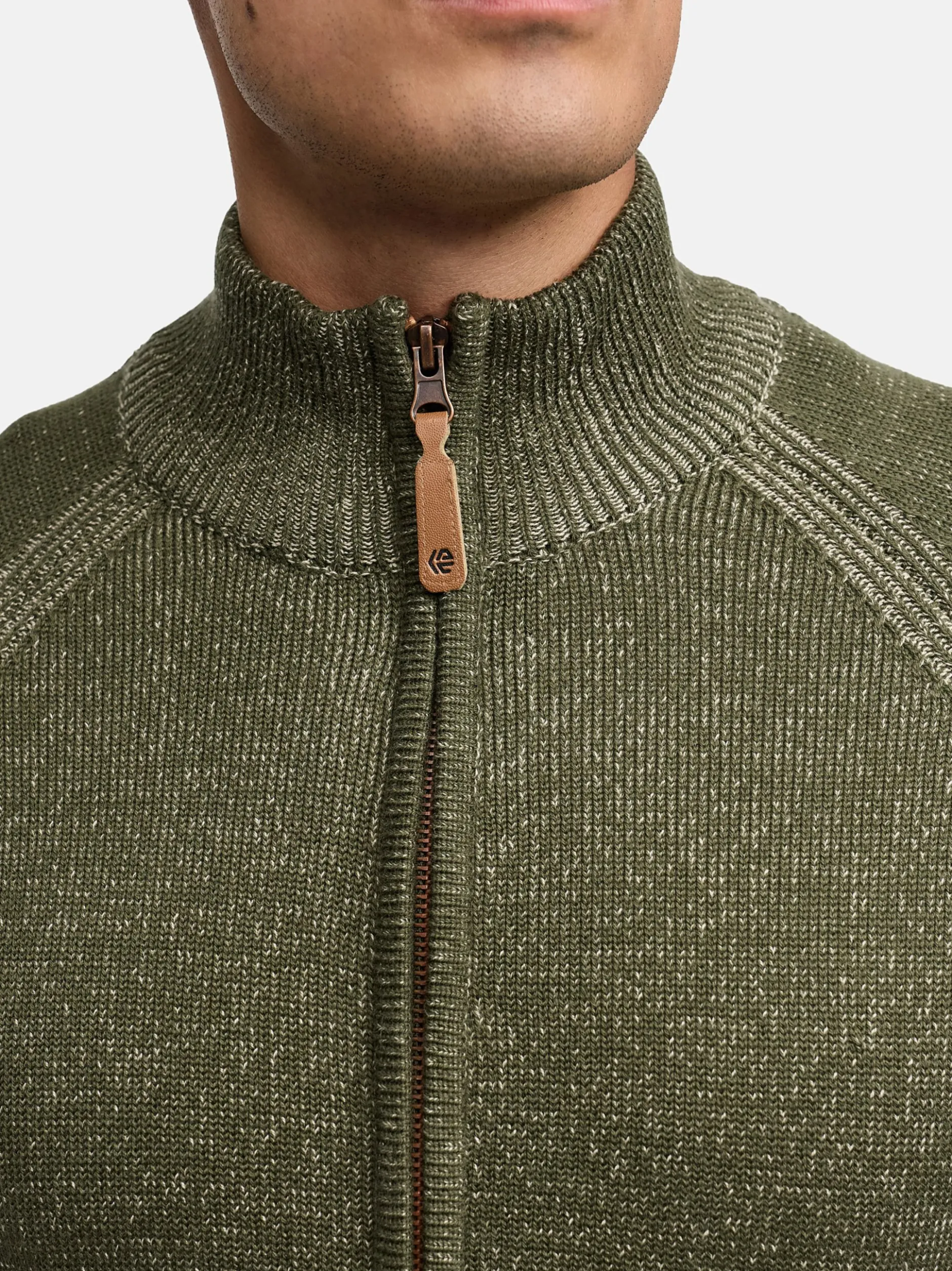 Indicode Herren Strickjacke - INMassum Cardigan in khaki