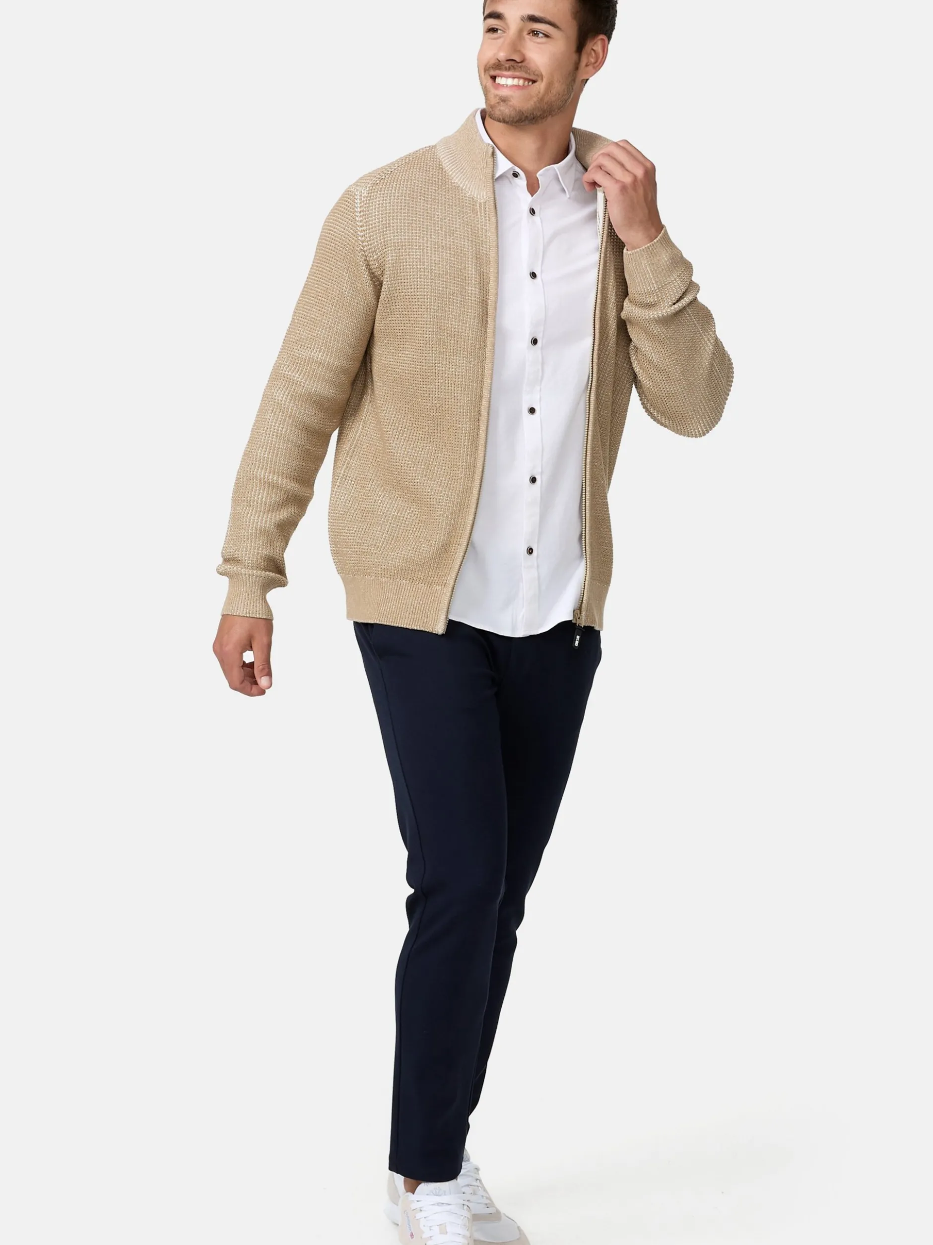 Indicode Herren Strickjacke - INLayton in beige