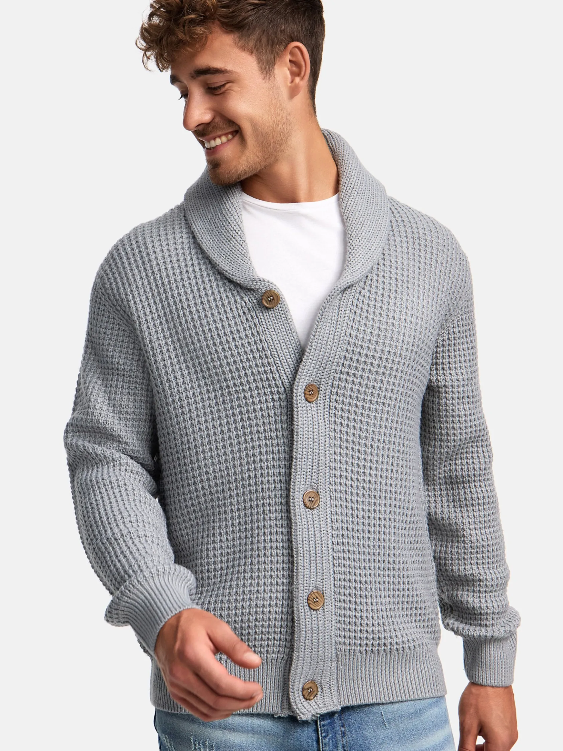 Indicode Herren Strickjacke - INBrandox in hellgrau grau