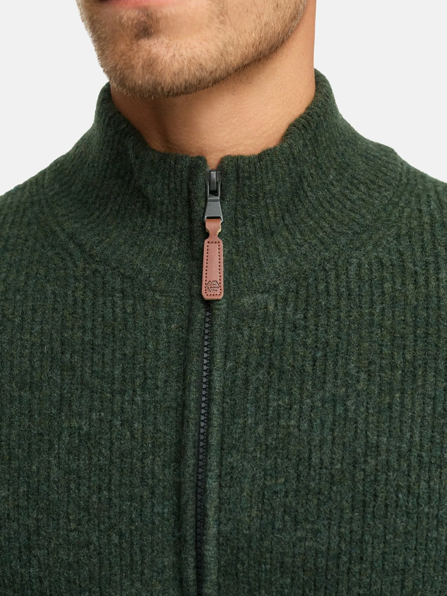 Indicode Herren Strickjacke - INPeace Cardigan in oliv grün