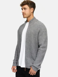 Indicode Herren Strickjacke - INPeace Cardigan in grau