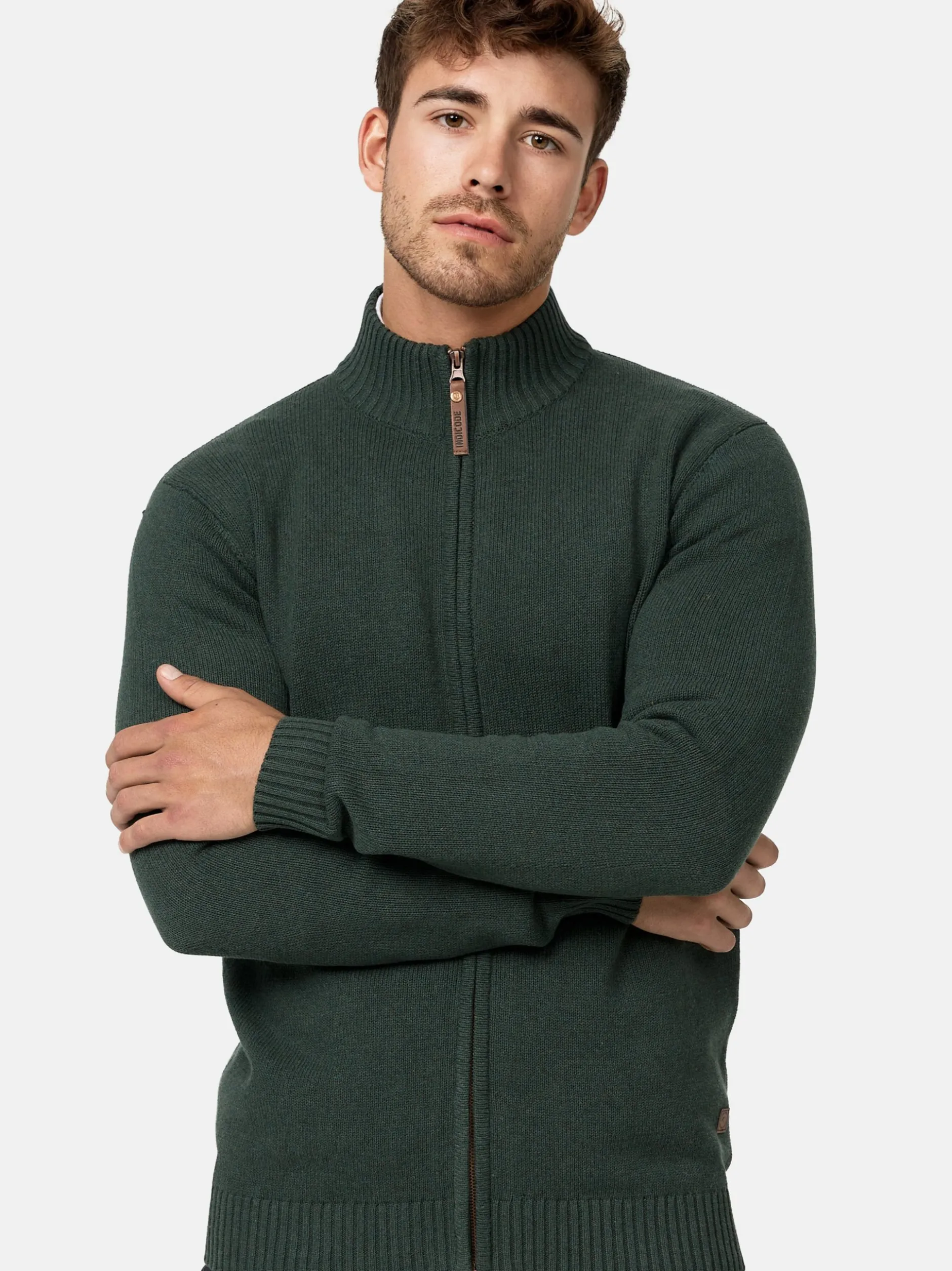 Indicode Herren Strickjacke - INLut in khaki