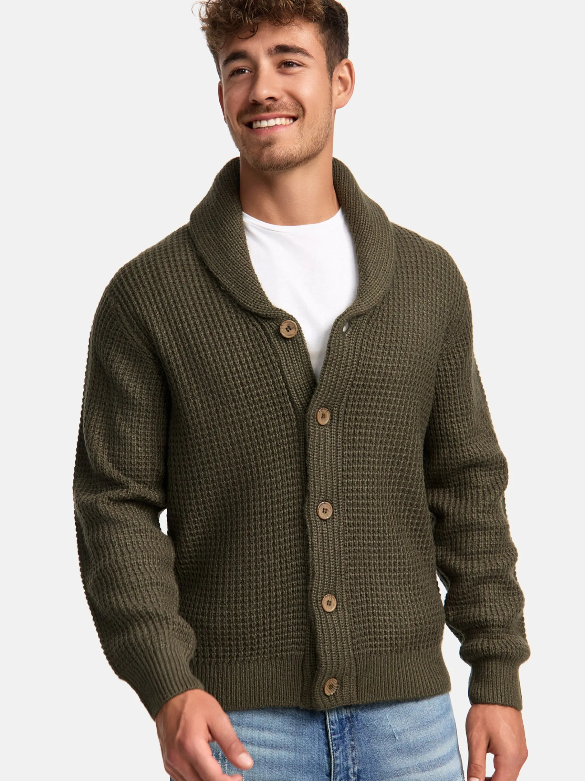 Indicode Herren Strickjacke - INBrandox in khaki