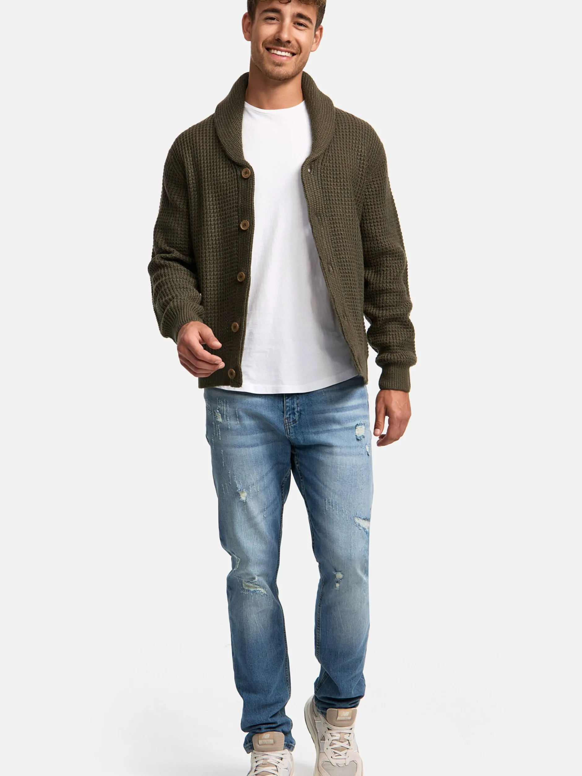 Indicode Herren Strickjacke - INBrandox in khaki