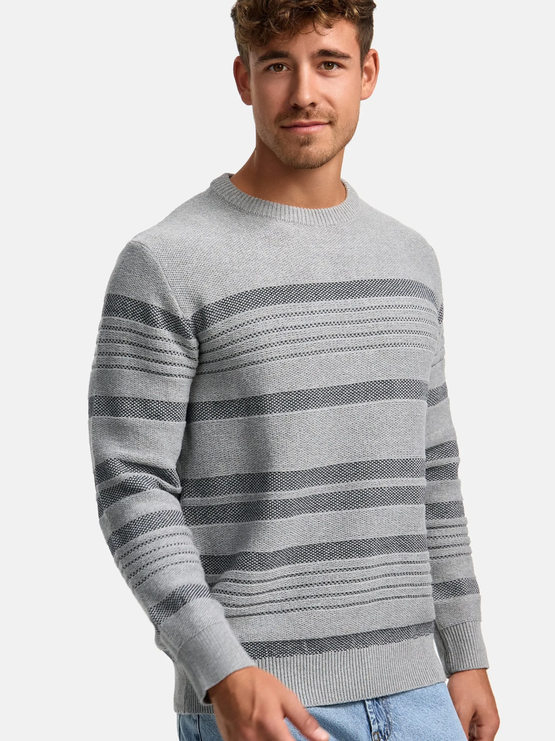 Indicode Herren Strickpullover - INScott in hellgrau