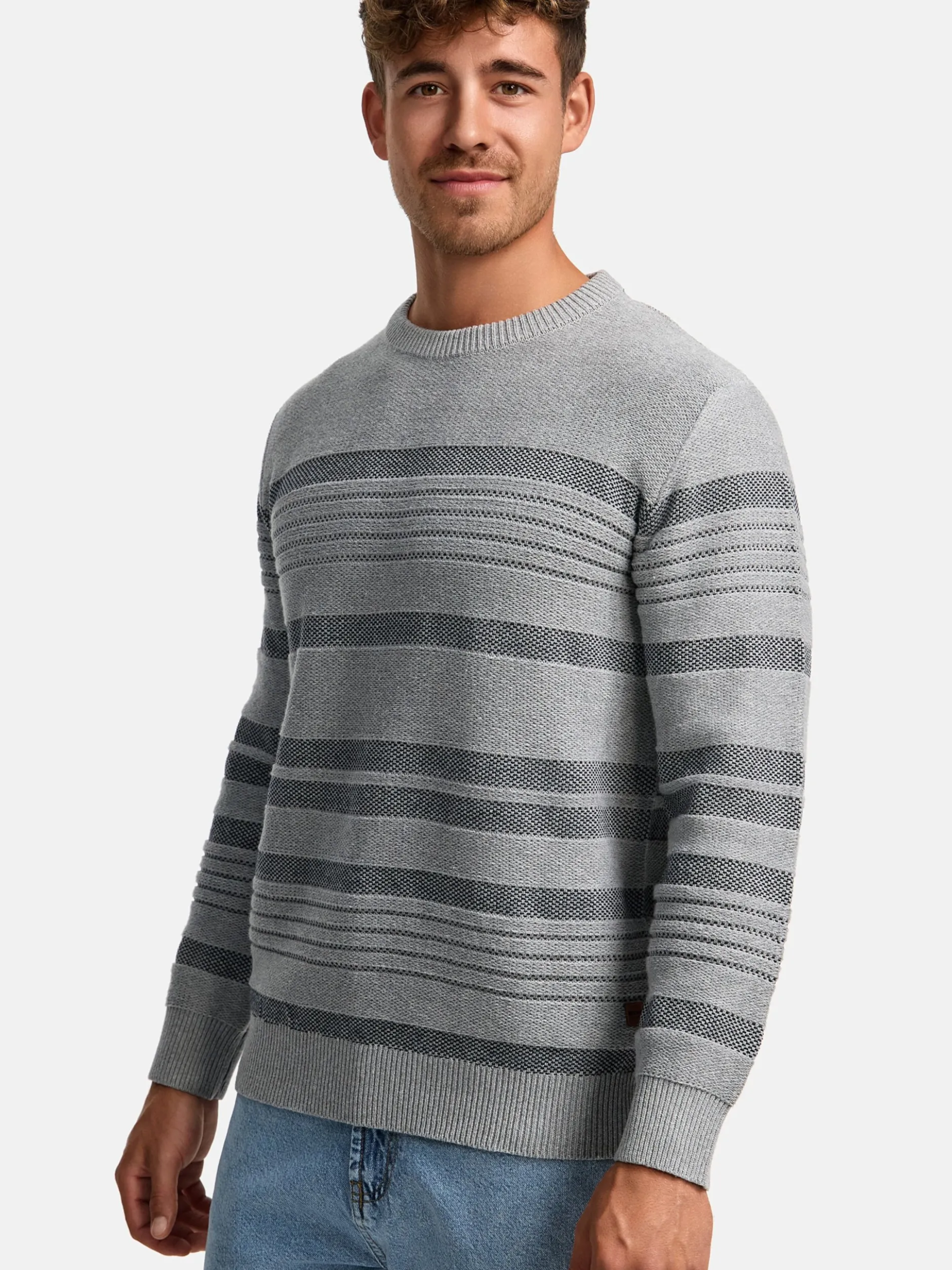 Indicode Herren Strickpullover - INScott in hellgrau