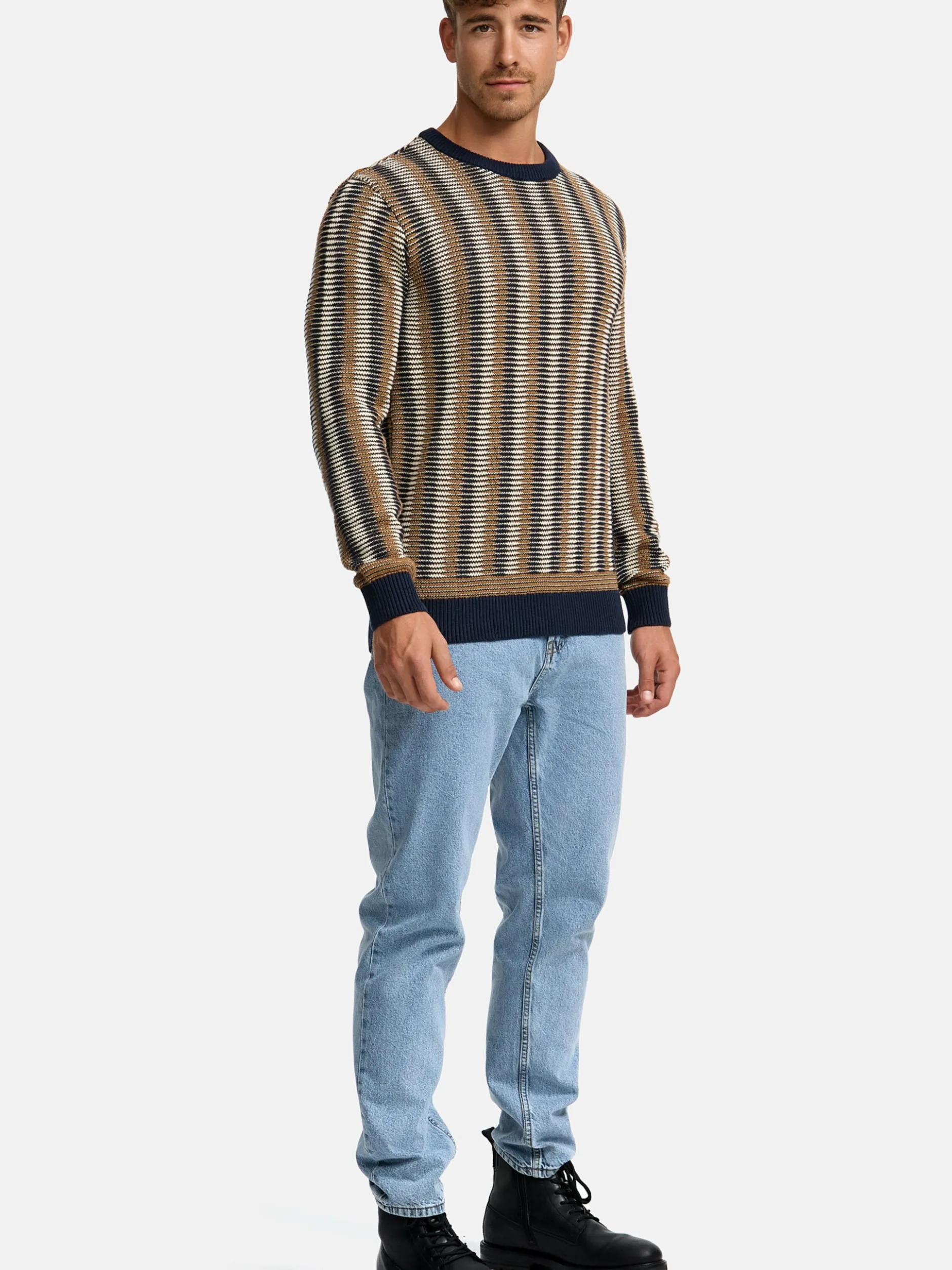 Indicode Herren Strickpullover - INScott in braun