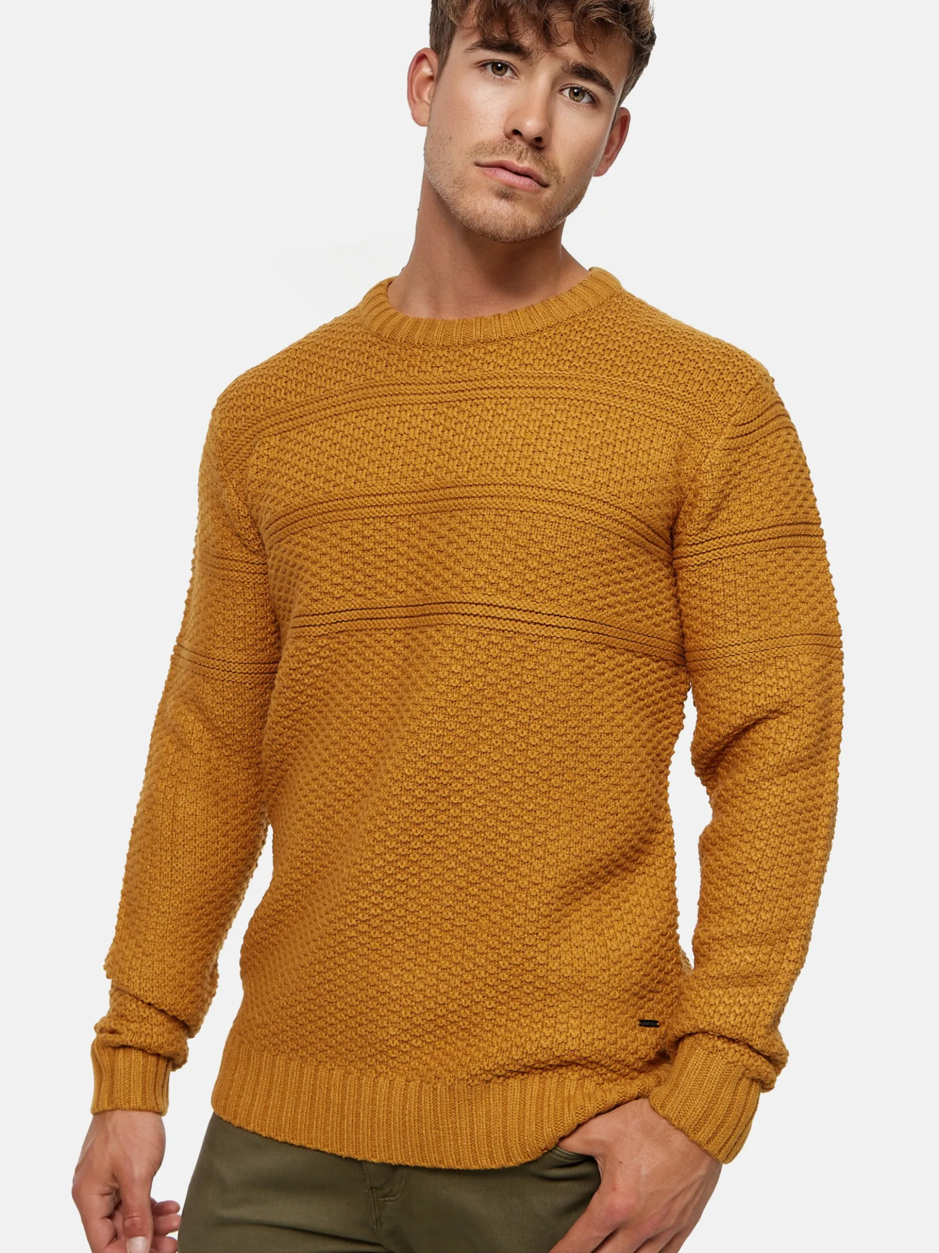 Indicode Herren Strickpullover - Mirek in cognac rot