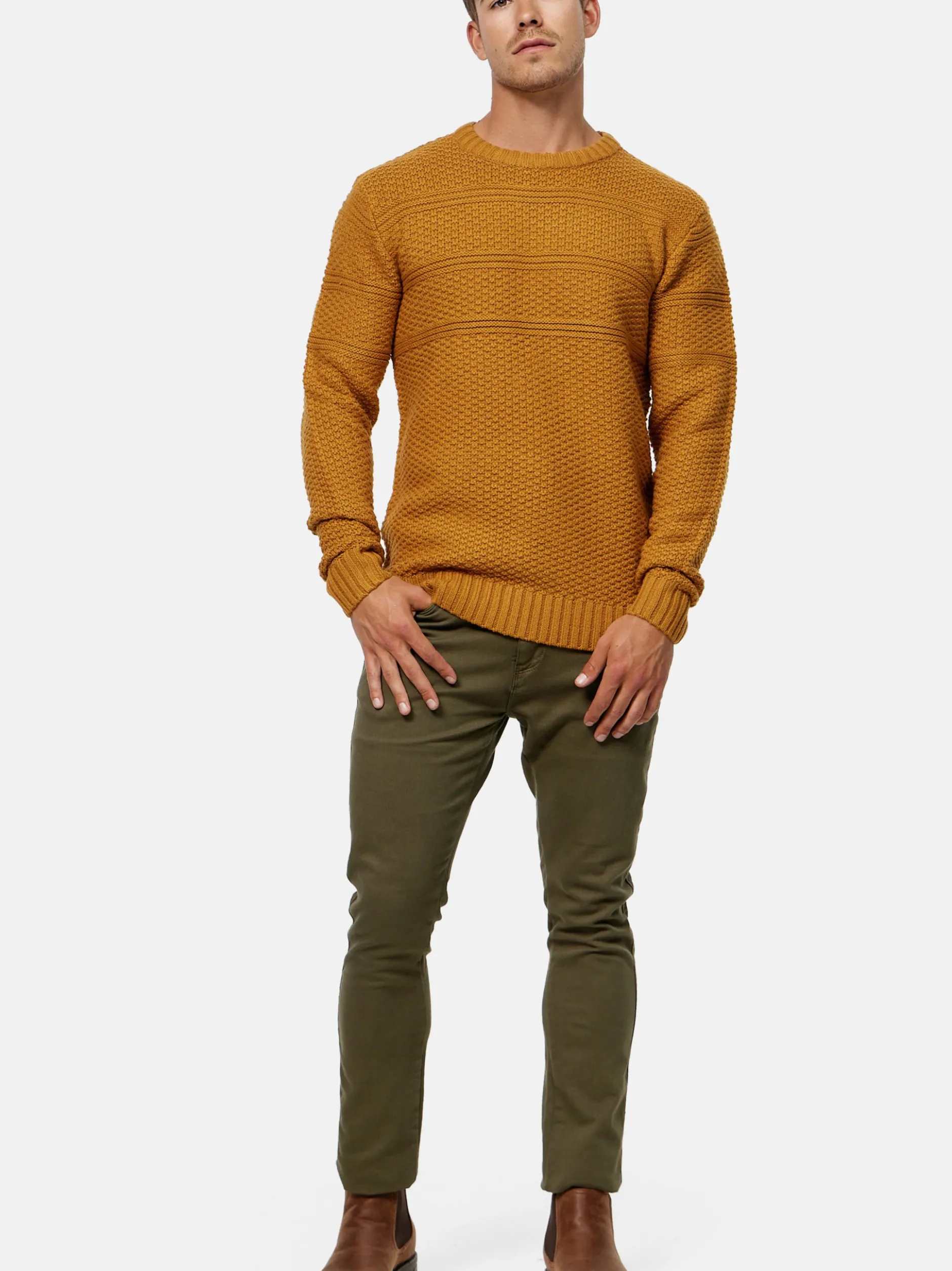 Indicode Herren Strickpullover - Mirek in cognac rot