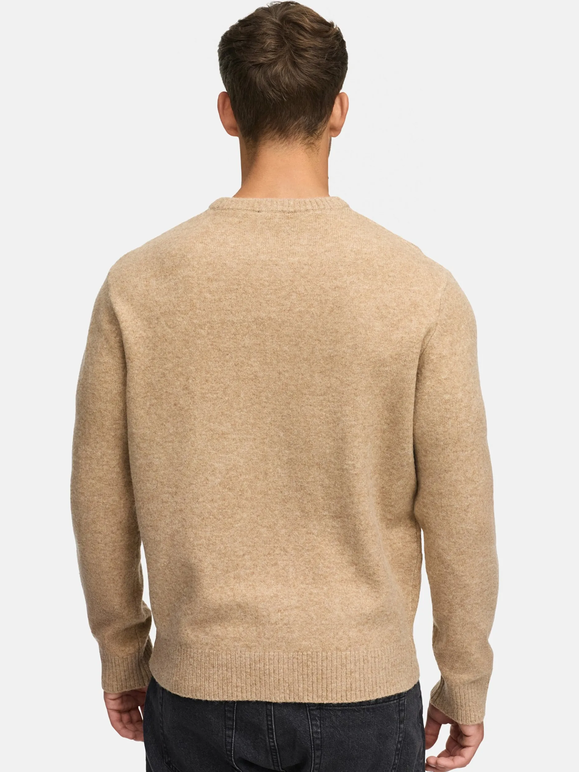 Indicode Herren Strickpullover - INTrax O-neck in beige