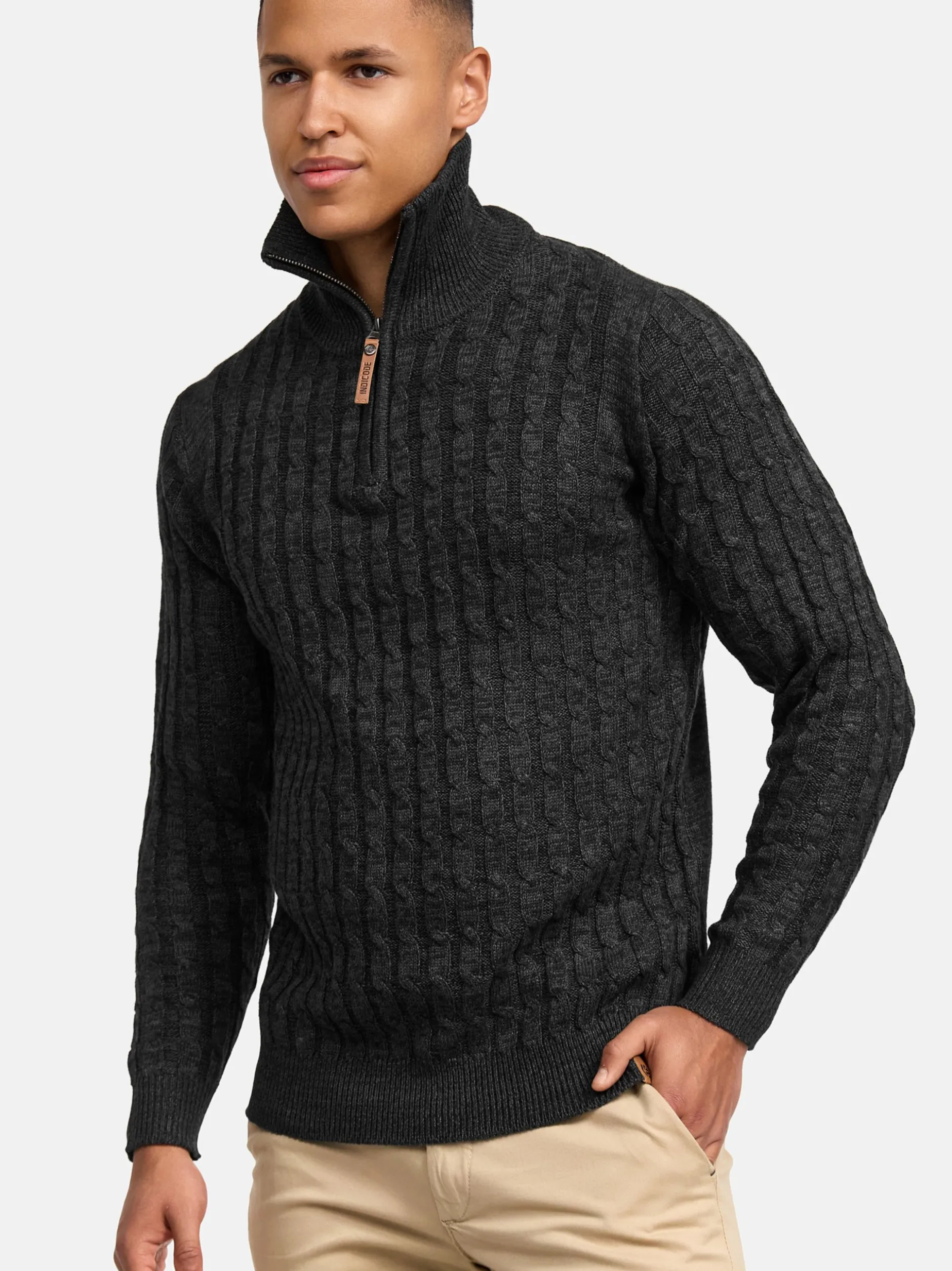 Indicode Herren Strickpullover - INHector in anthrazit