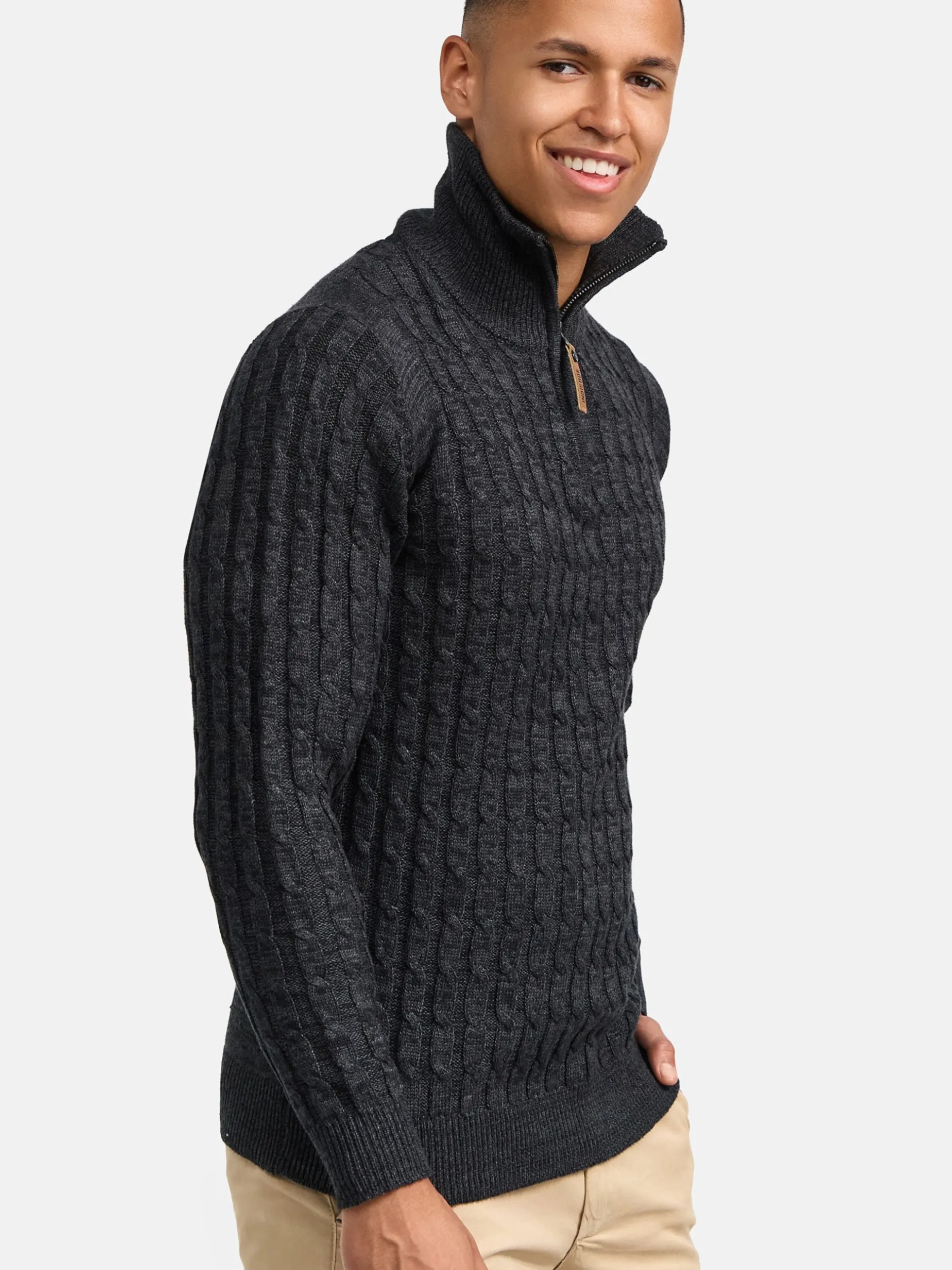 Indicode Herren Strickpullover - INHector in anthrazit