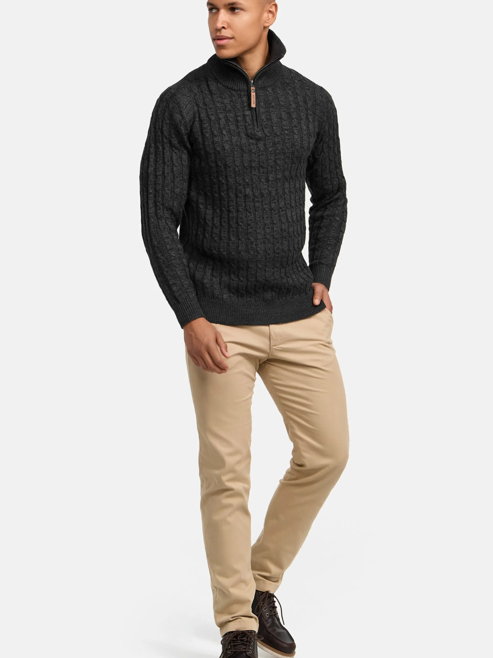 Indicode Herren Strickpullover - INHector in anthrazit