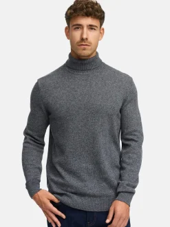 Indicode Herren Strickpullover - INMargous Roll Neck in anthrazit