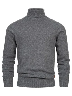 Indicode Herren Strickpullover - INMargous Roll Neck in anthrazit