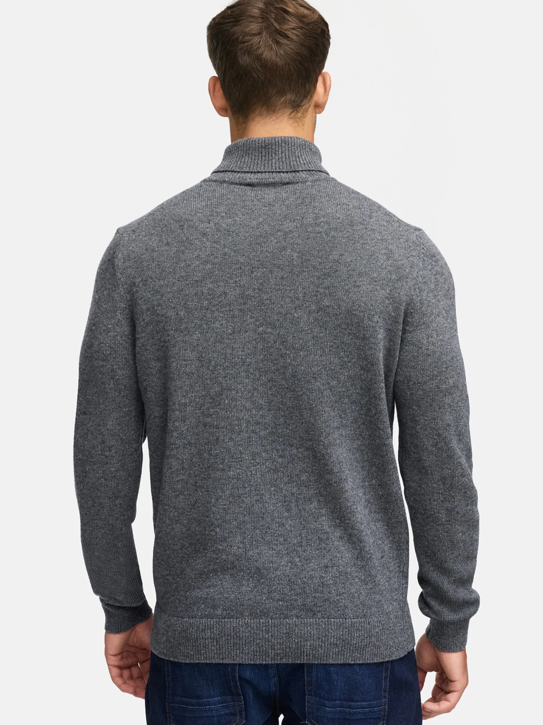 Indicode Herren Strickpullover - INMargous Roll Neck in anthrazit