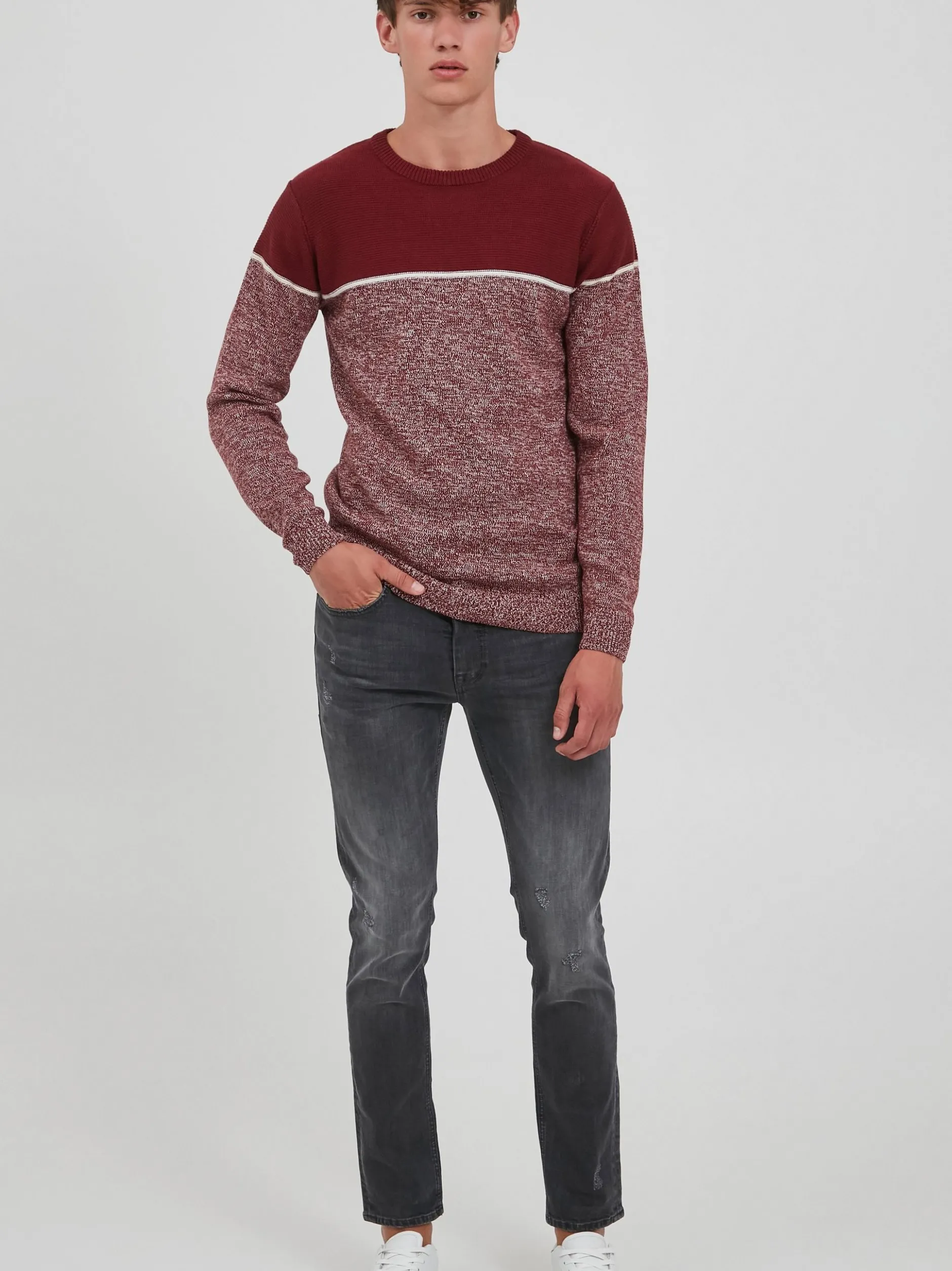 Indicode Herren Strickpullover - IDLynn in bordeaux