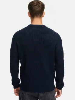 Indicode Herren Strickpullover - INPeace O-Neck in blau