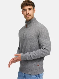 Indicode Herren Strickpullover - INTrax Half Zip in grau