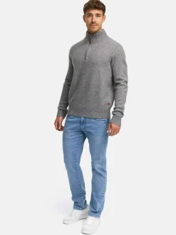 Indicode Herren Strickpullover - INTrax Half Zip in grau
