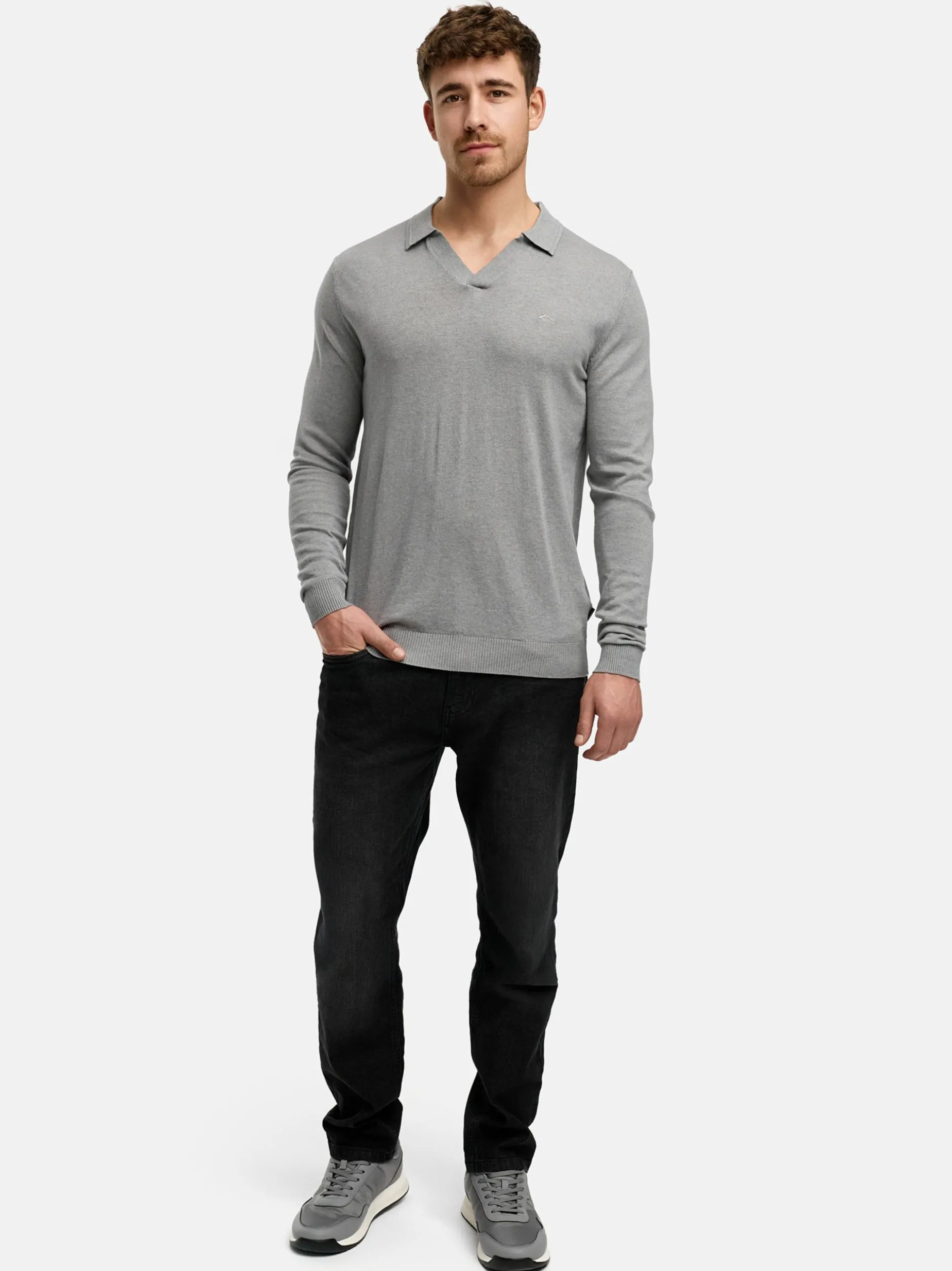Indicode Herren Strickpullover - INHagen in hellgrau