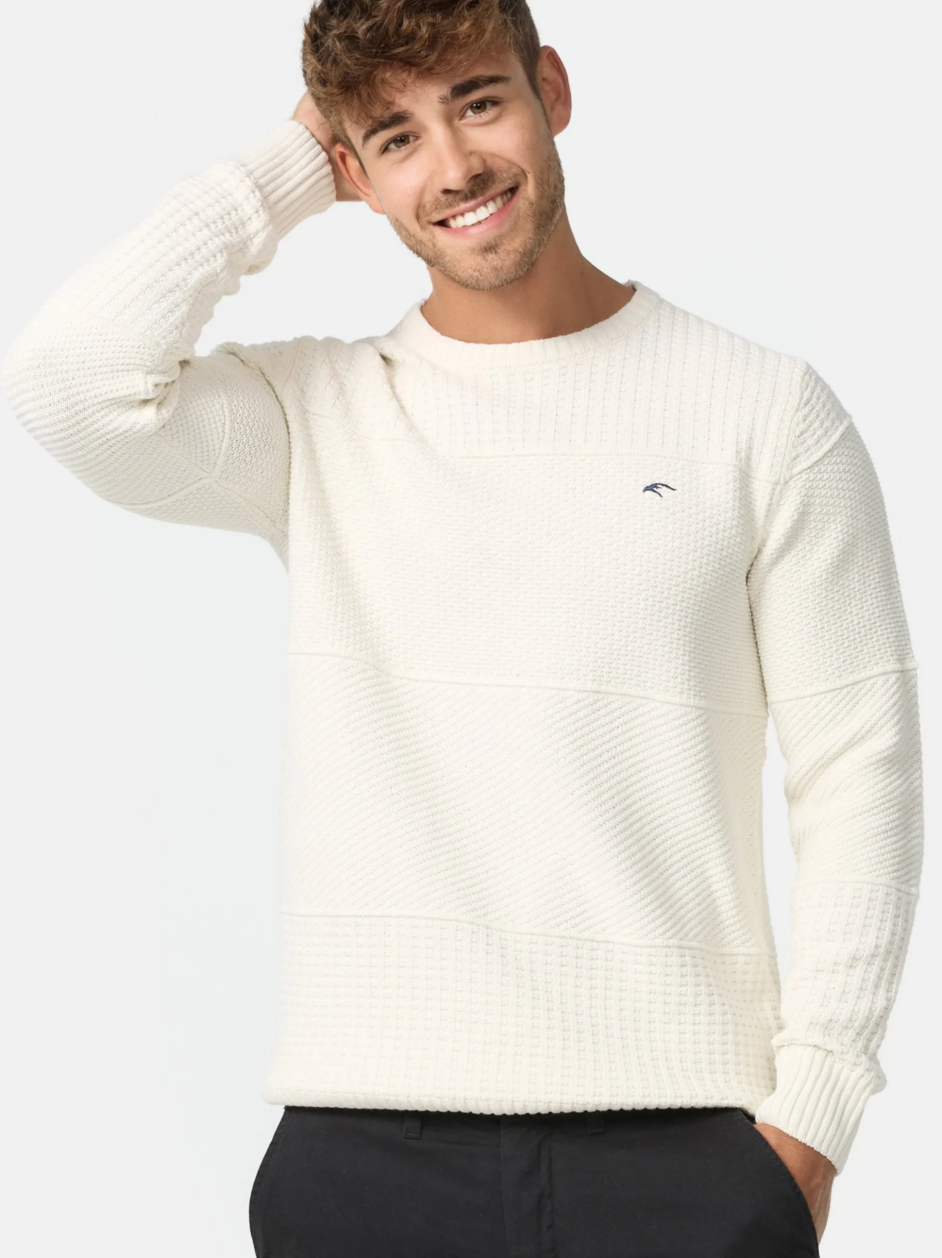 Indicode Herren Strickpullover - INJustice in vanille weiß