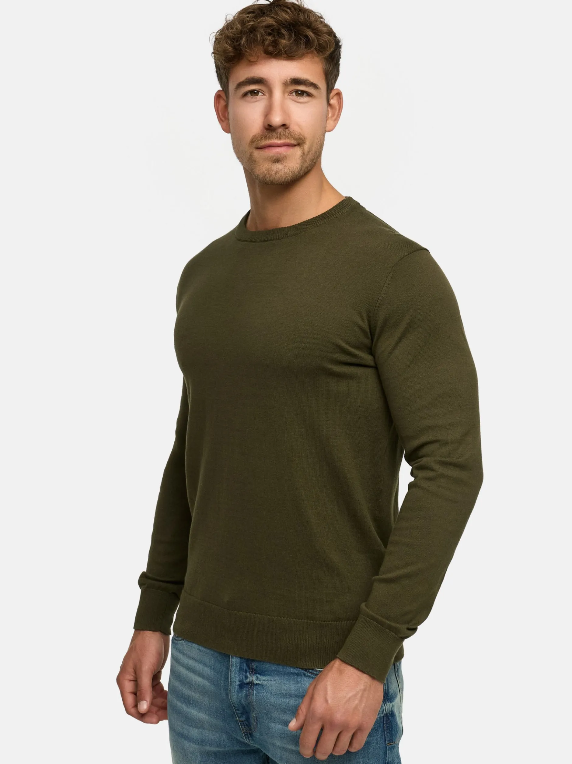 Indicode Herren Strickpullover - INKalpo in oliv khaki