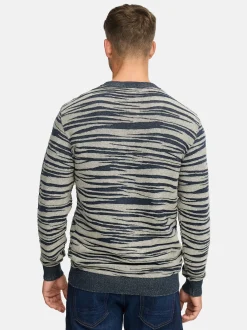 Indicode Herren Strickpullover - INCapowlax in blau beige