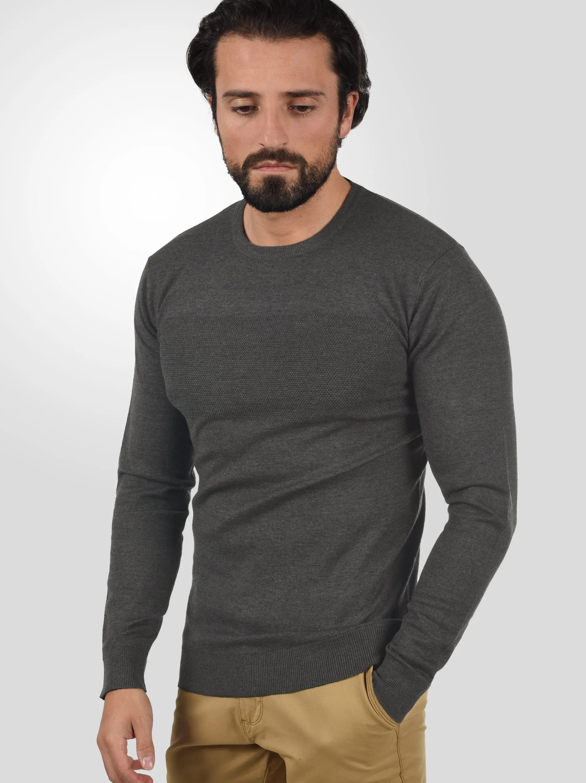 Indicode Herren Strickpullover - IDErnesto in anthrazit