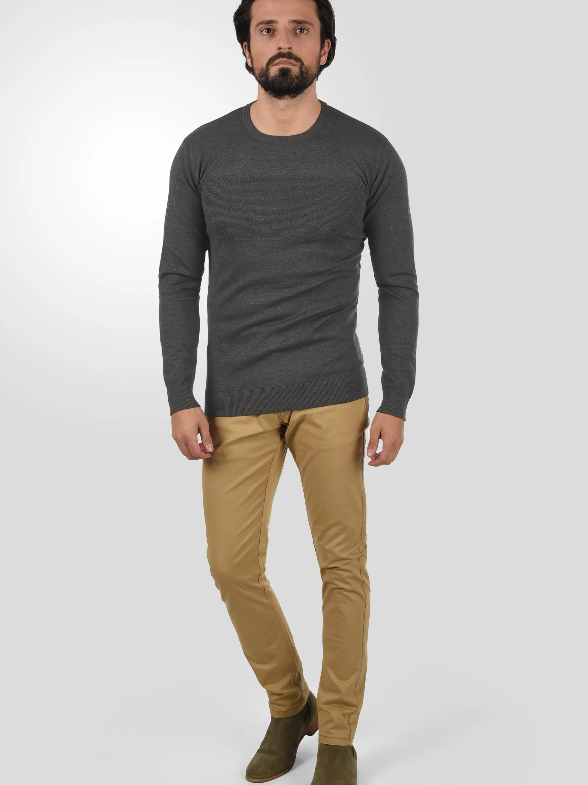 Indicode Herren Strickpullover - IDErnesto in anthrazit