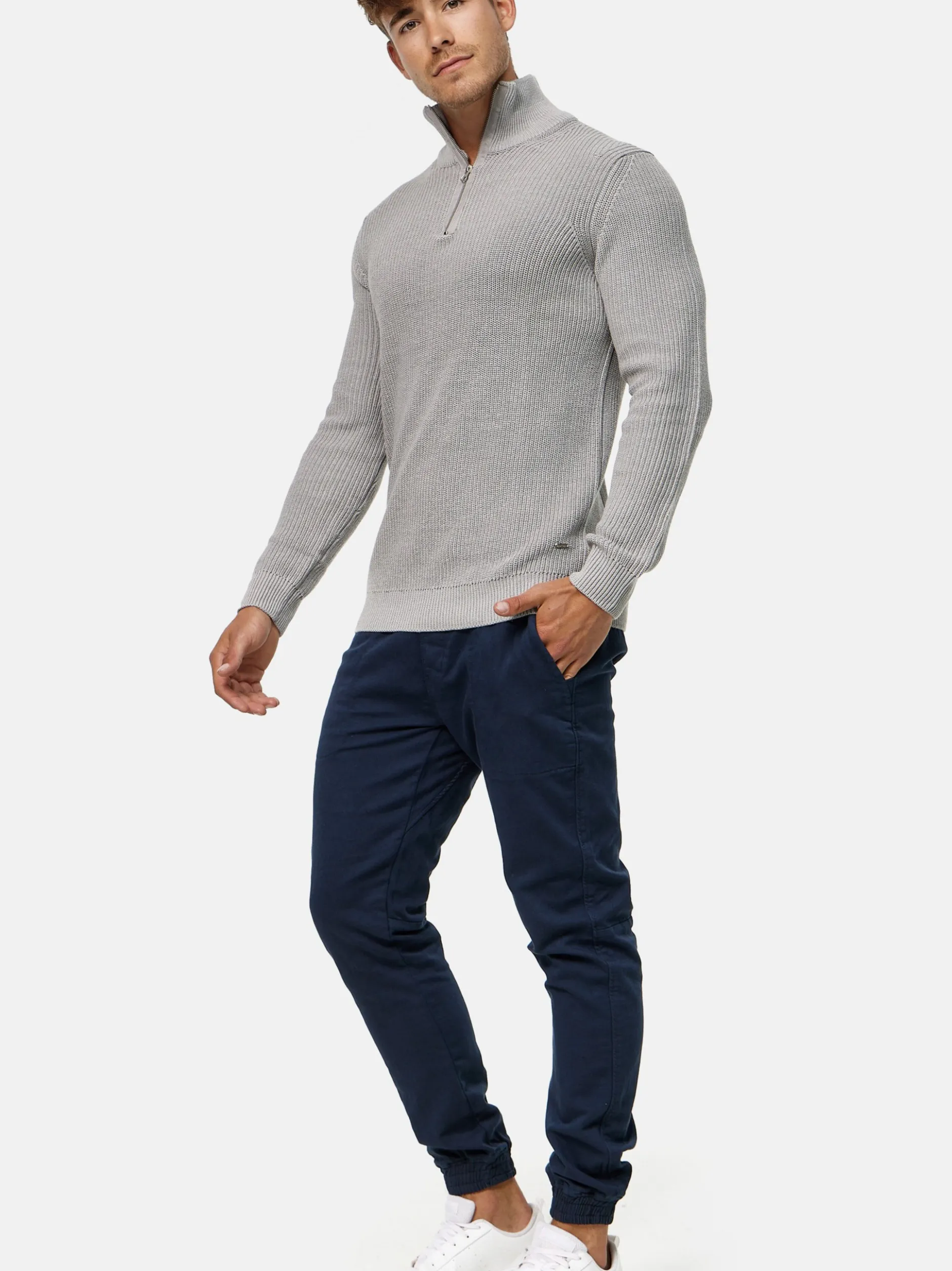 Indicode Herren Strickpullover - Mayer in hellgrau